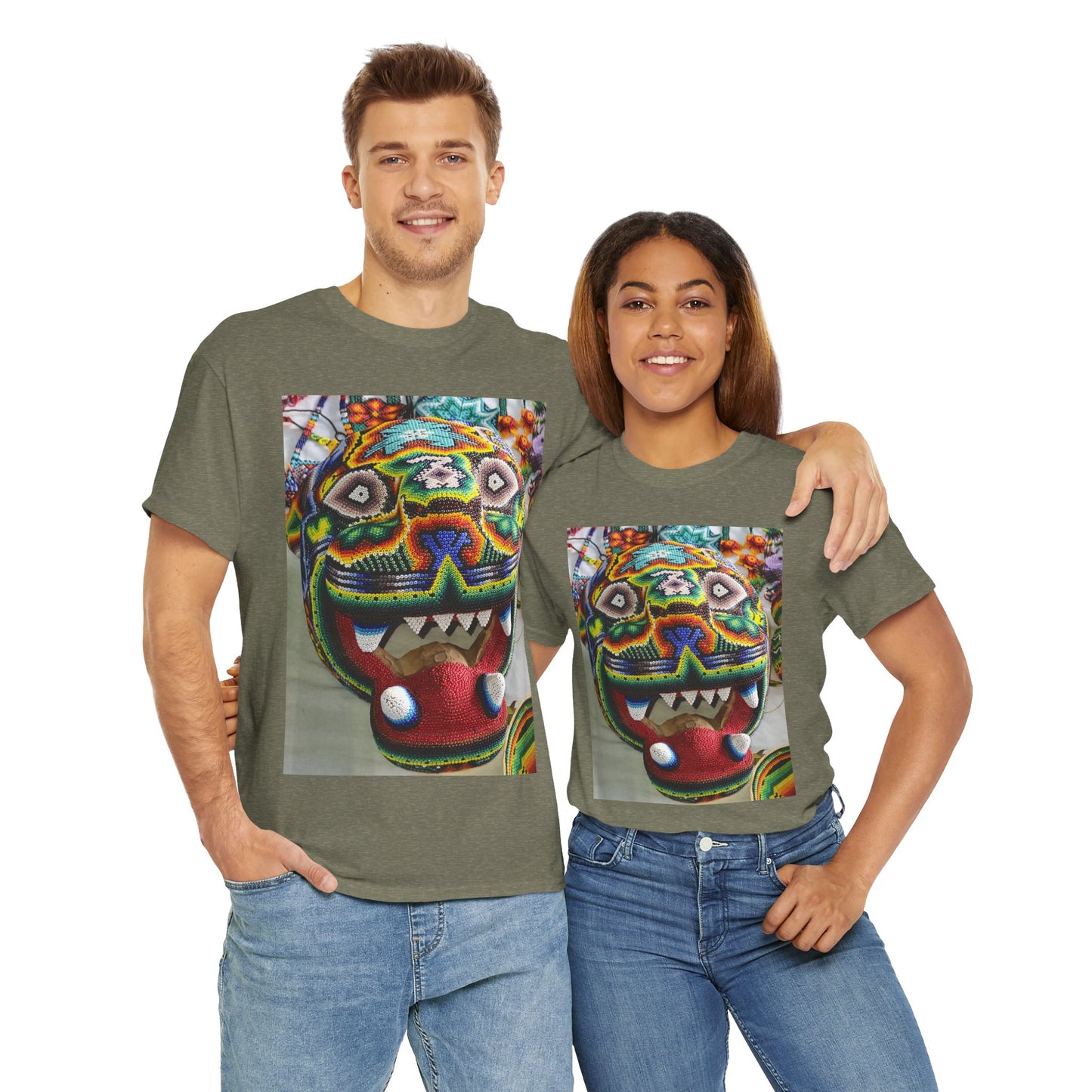Colorful Jaguar Unisex Tee - Festival Boho Mexican Art Gift, Graphic T-Shirt, Vibrant Shirt, Unique Top