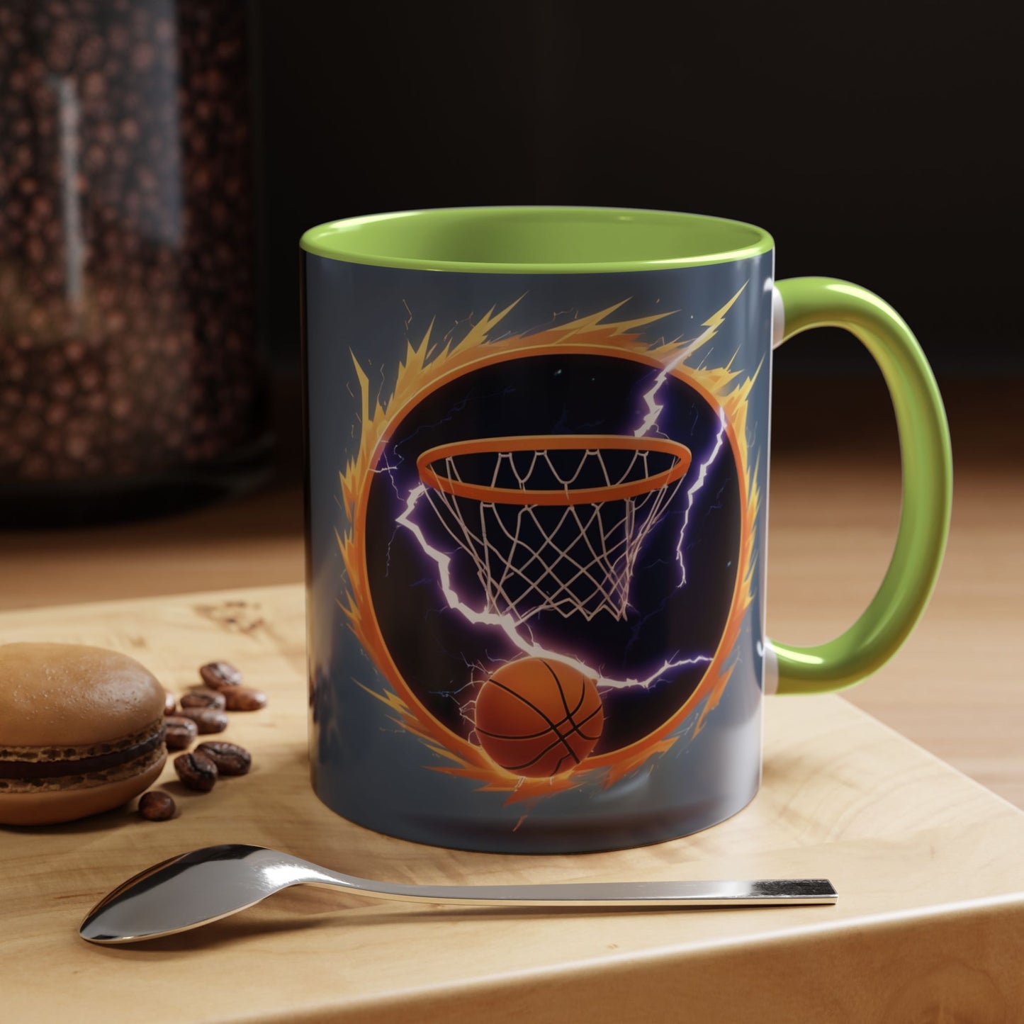 Basketball Lightning Coffee Mug — Fire Hoop Accent Mug (11/15oz)