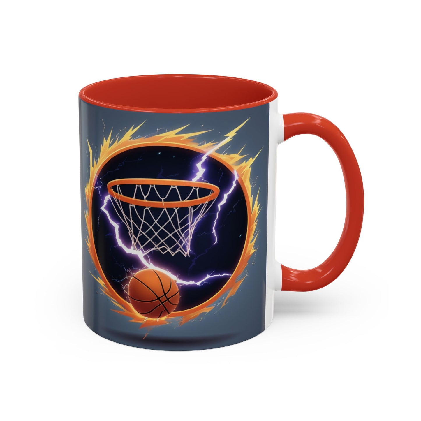 Basketball Lightning Coffee Mug — Fire Hoop Accent Mug (11/15oz)