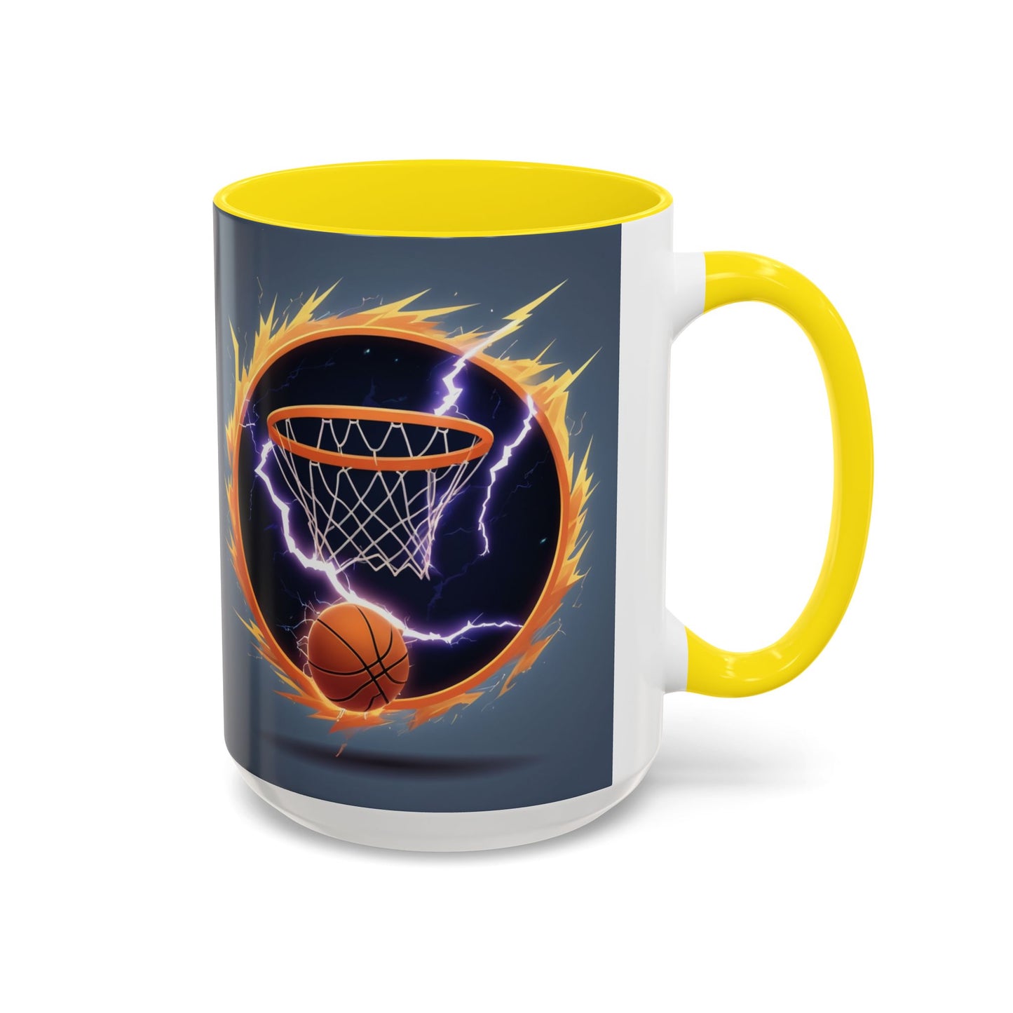 Basketball Lightning Coffee Mug — Fire Hoop Accent Mug (11/15oz)