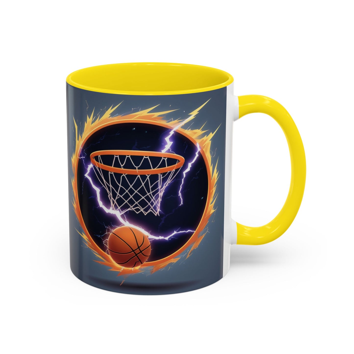 Basketball Lightning Coffee Mug — Fire Hoop Accent Mug (11/15oz)