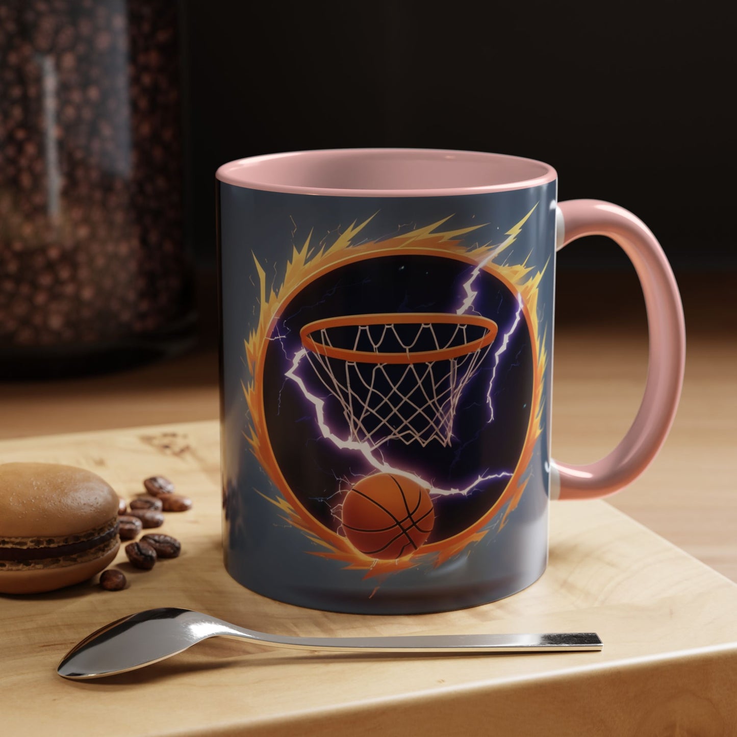 Basketball Lightning Coffee Mug — Fire Hoop Accent Mug (11/15oz)