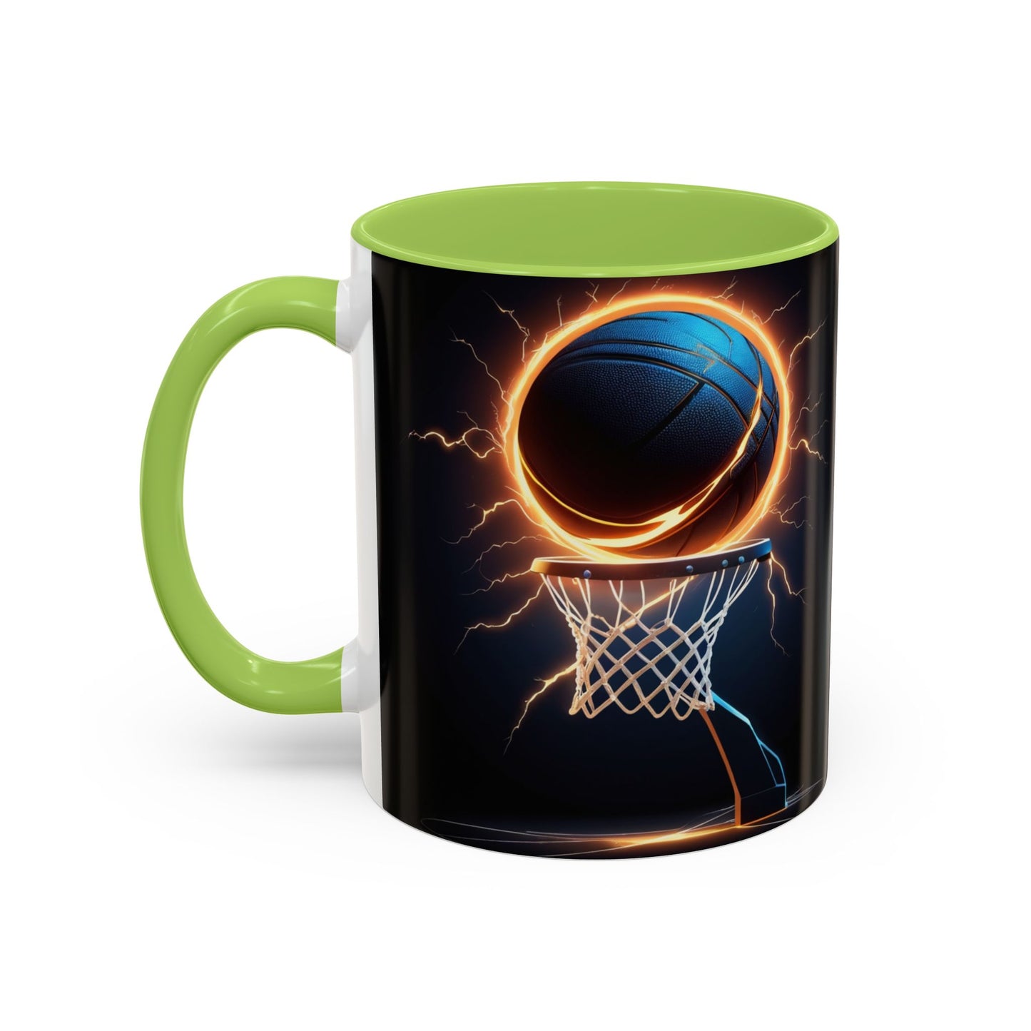 Basketball Lightning Coffee Mug — Fire Hoop Accent Mug (11/15oz)