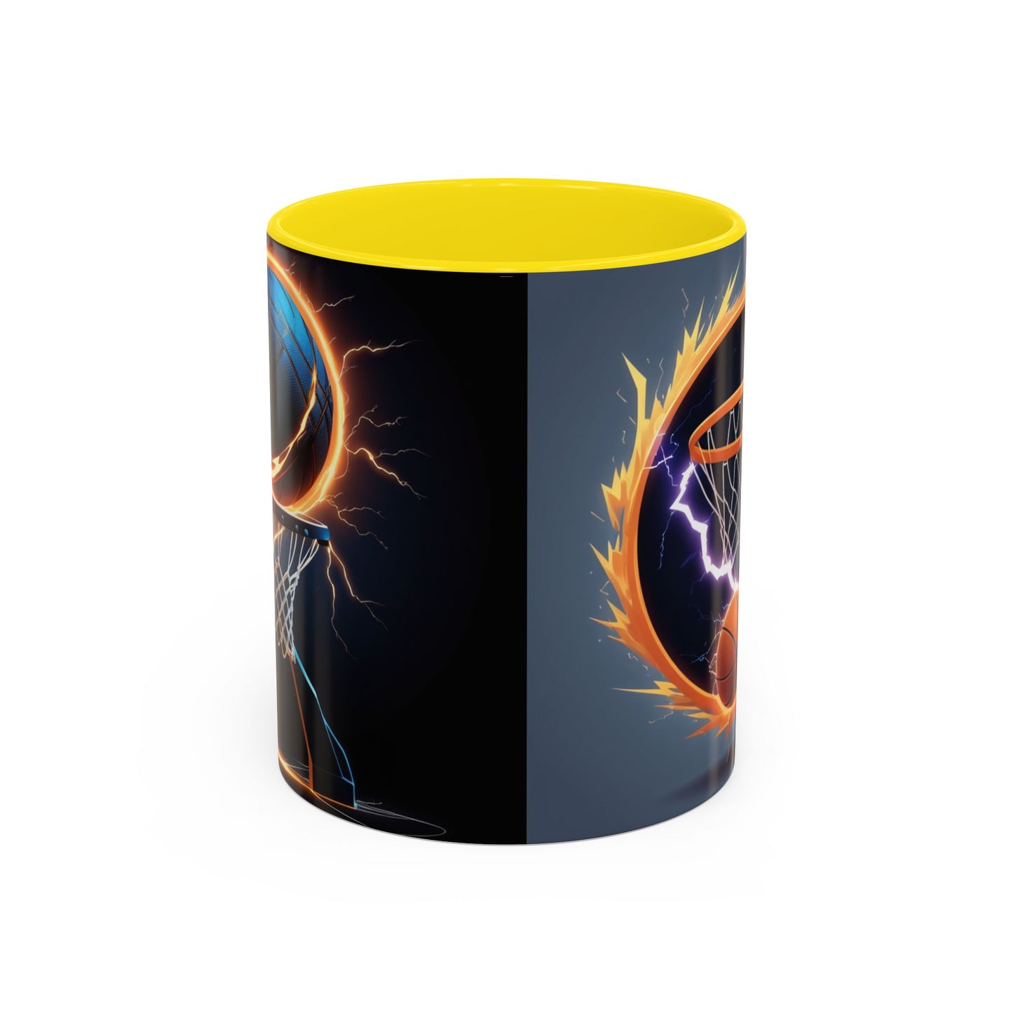 Basketball Lightning Coffee Mug — Fire Hoop Accent Mug (11/15oz)