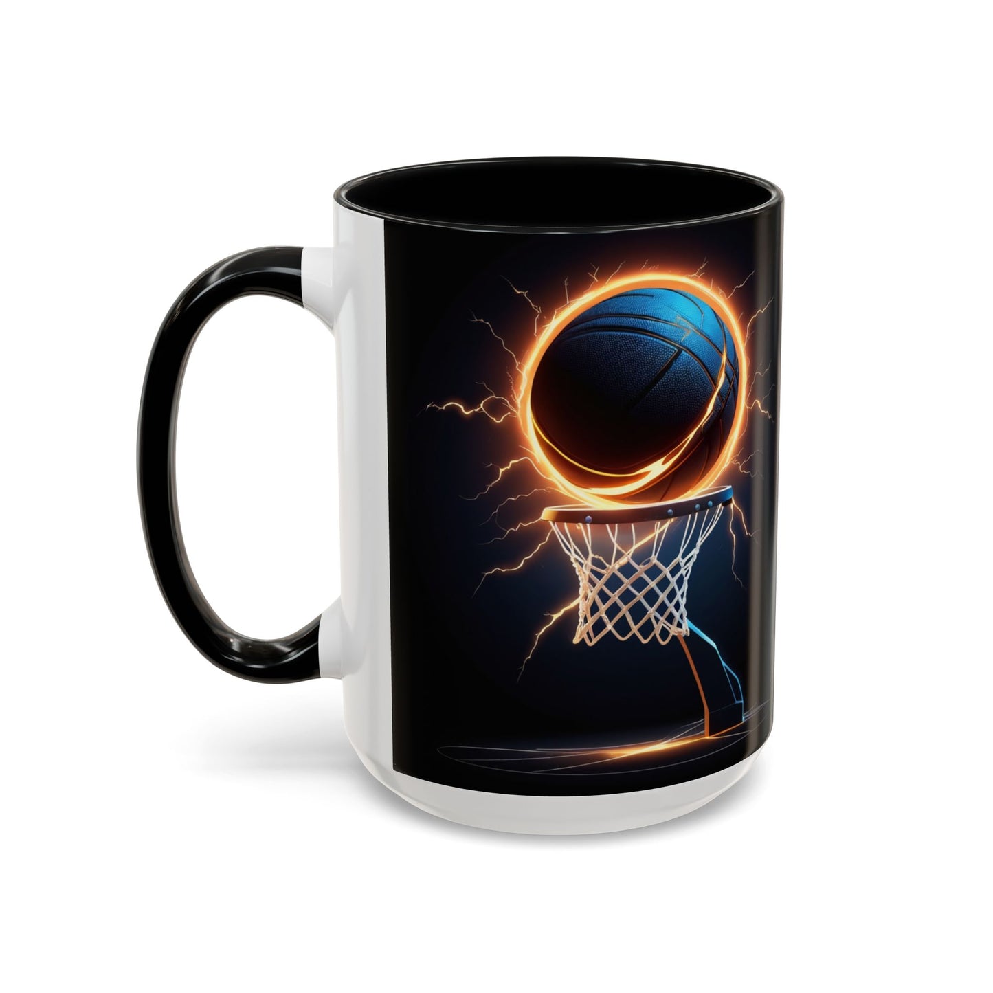 Basketball Lightning Coffee Mug — Fire Hoop Accent Mug (11/15oz)