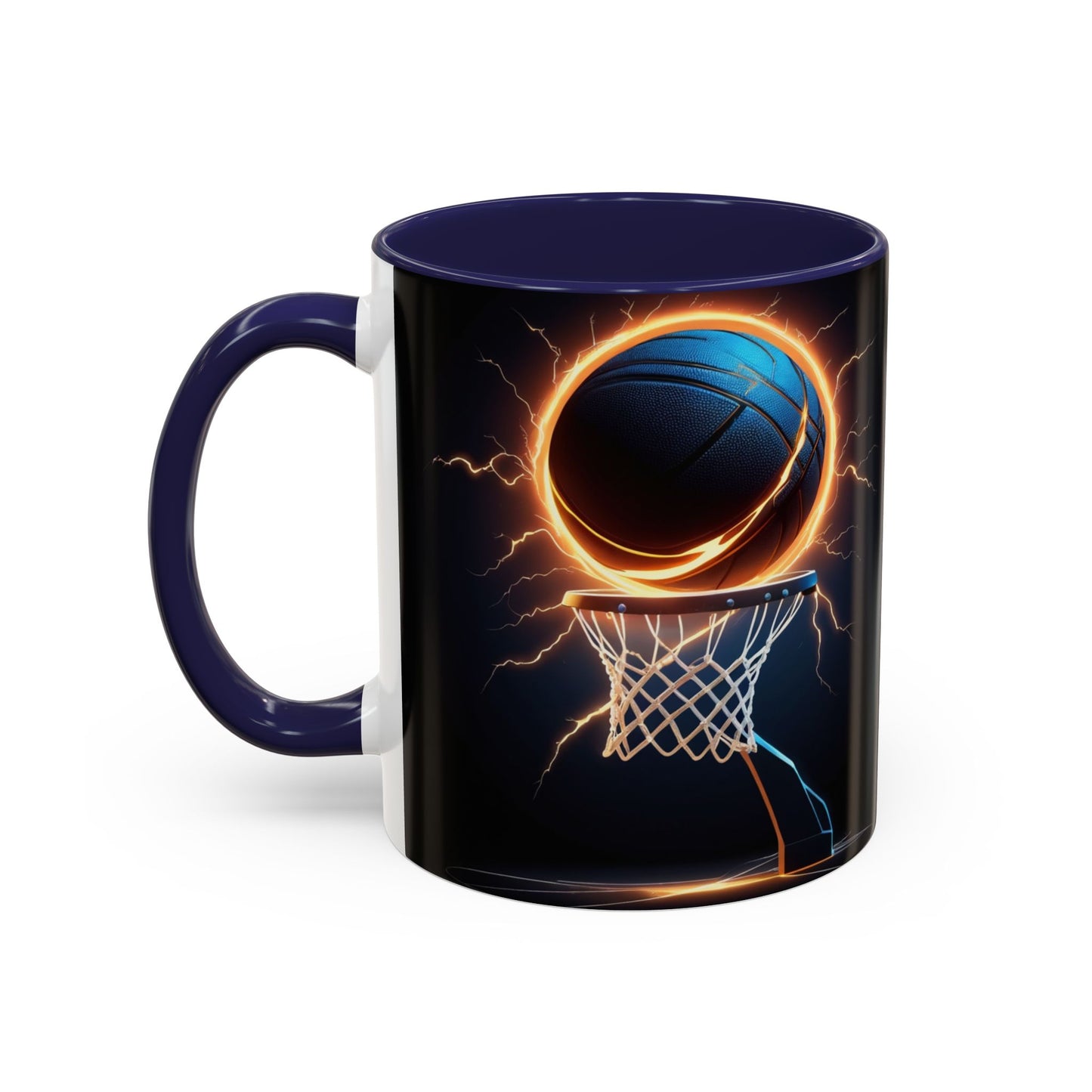 Basketball Lightning Coffee Mug — Fire Hoop Accent Mug (11/15oz)