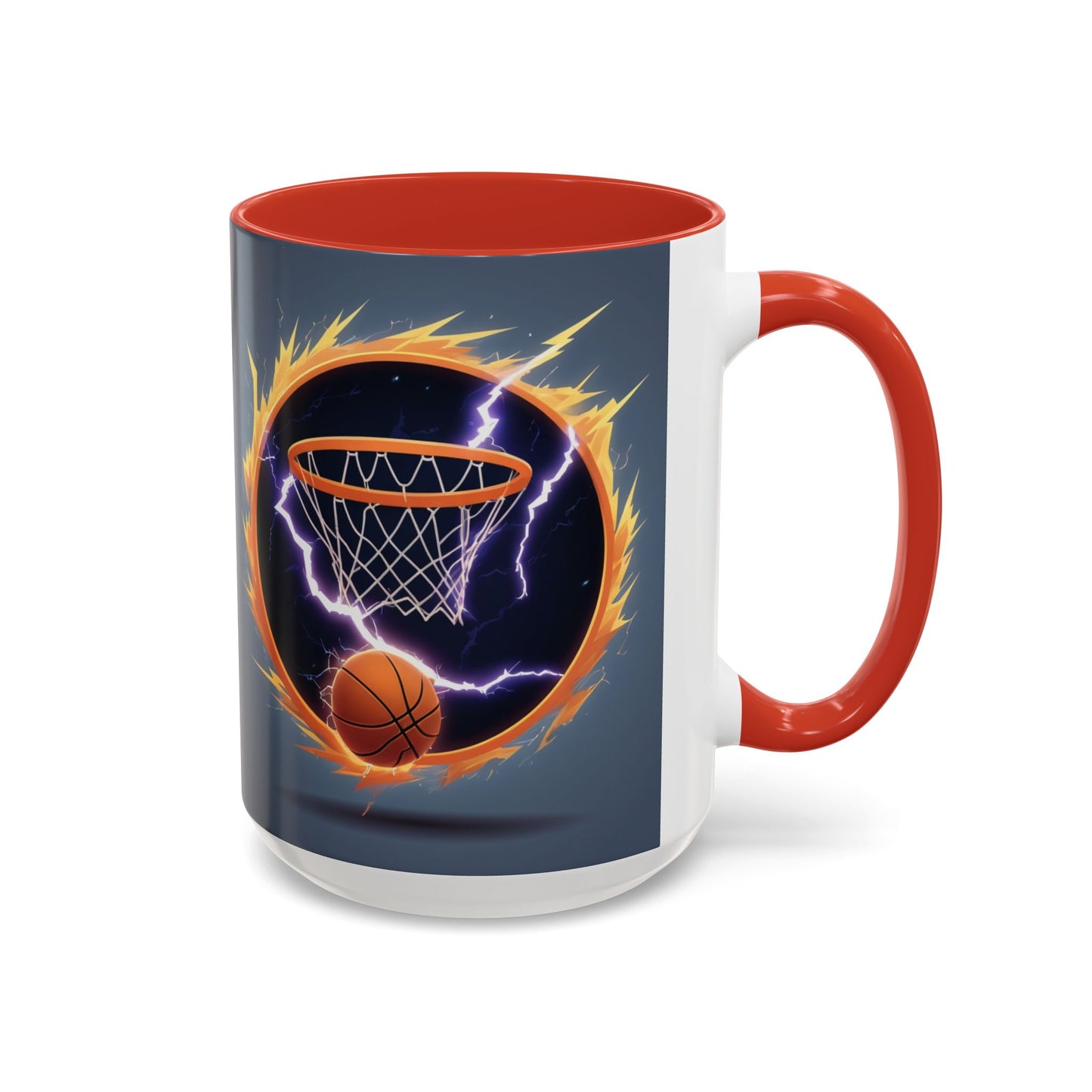 Basketball Lightning Coffee Mug — Fire Hoop Accent Mug (11/15oz)