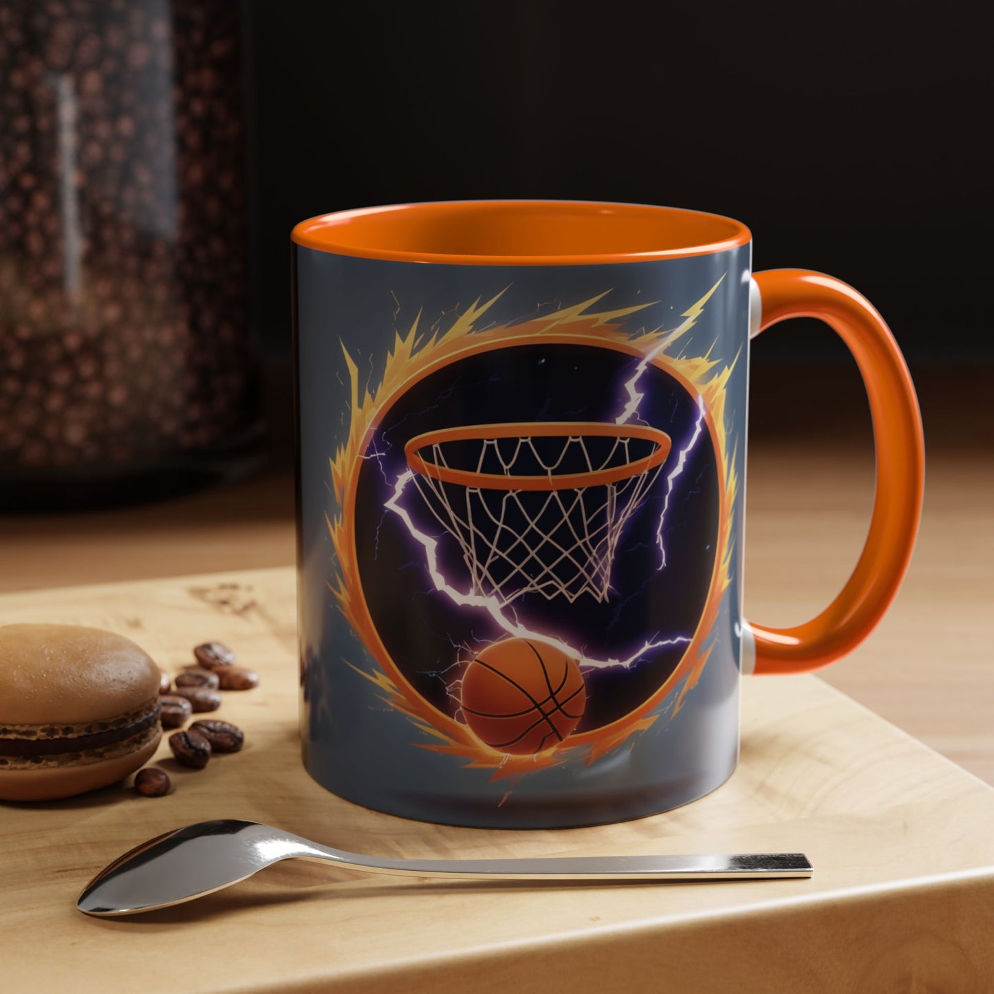 Basketball Lightning Coffee Mug — Fire Hoop Accent Mug (11/15oz)
