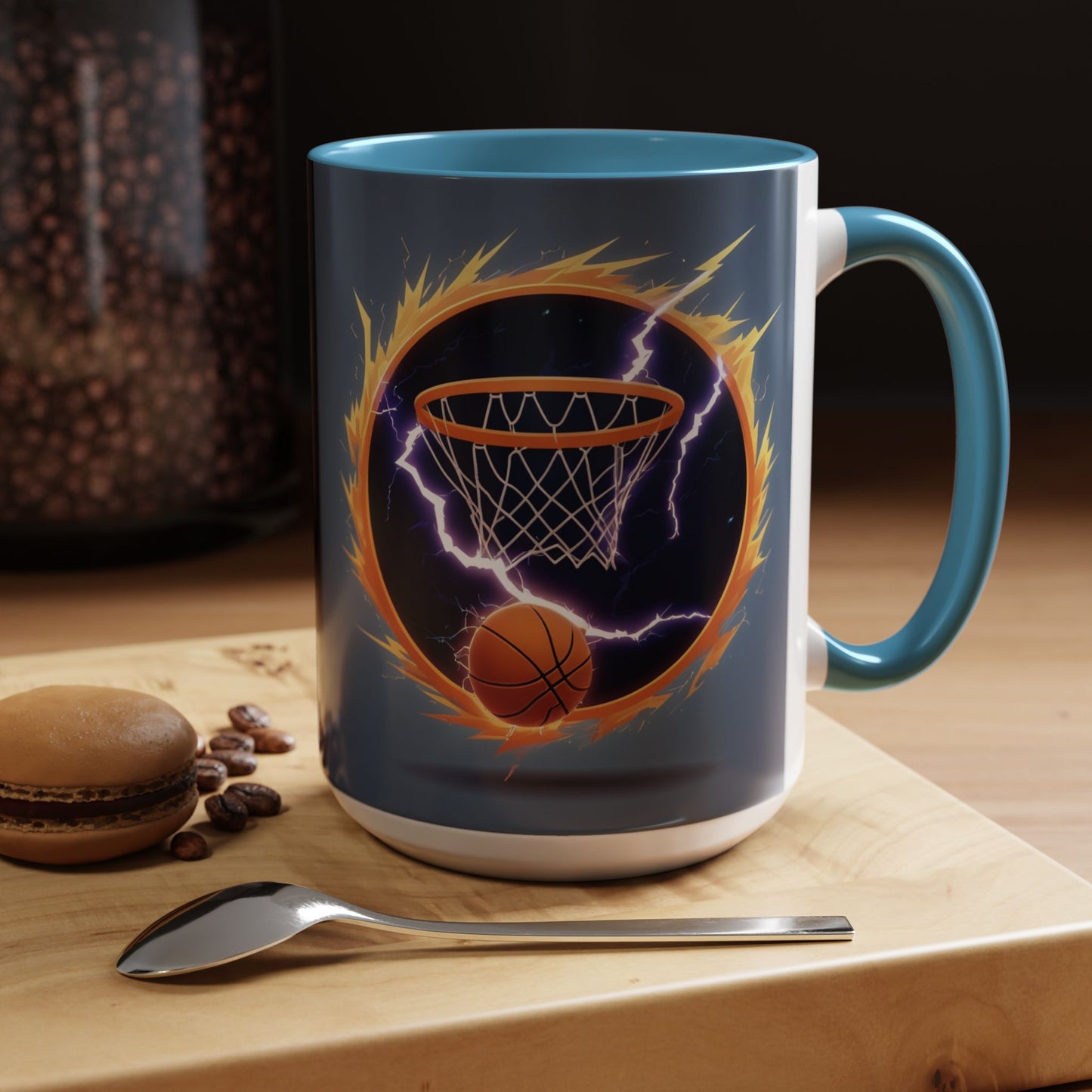 Basketball Lightning Coffee Mug — Fire Hoop Accent Mug (11/15oz)