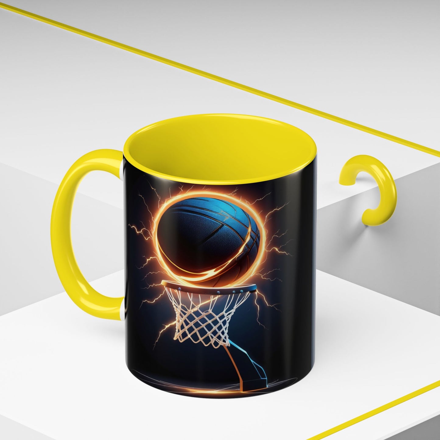 Basketball Lightning Coffee Mug — Fire Hoop Accent Mug (11/15oz)