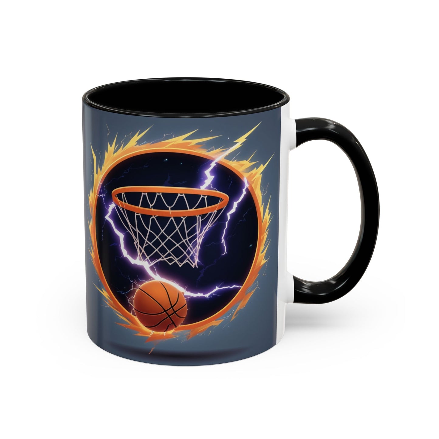 Basketball Lightning Coffee Mug — Fire Hoop Accent Mug (11/15oz)