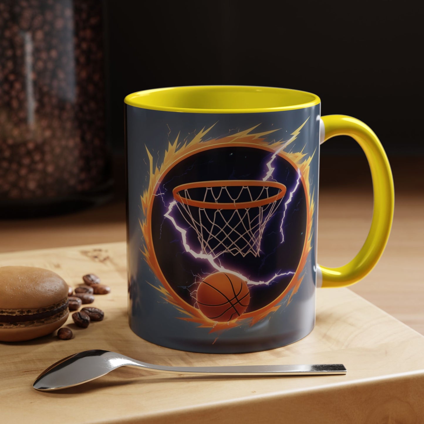 Basketball Lightning Coffee Mug — Fire Hoop Accent Mug (11/15oz)