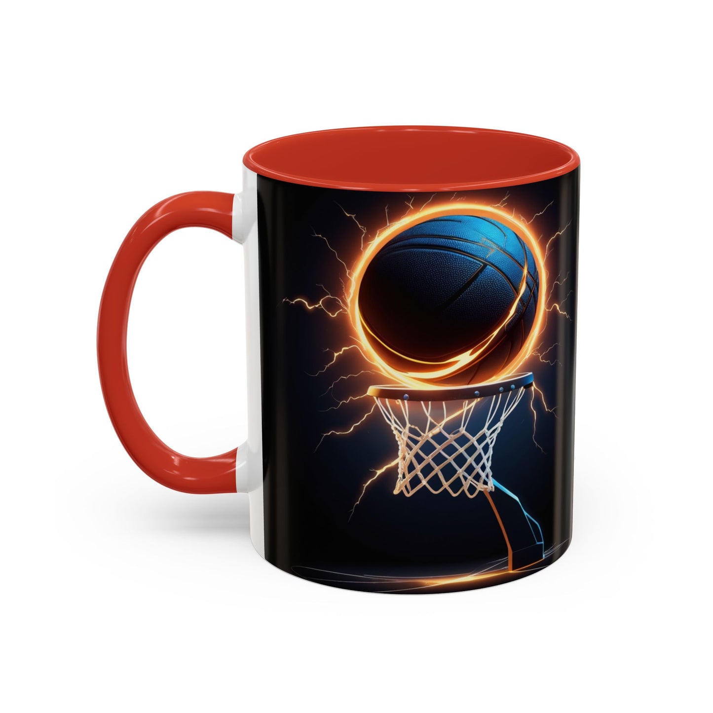 Basketball Lightning Coffee Mug — Fire Hoop Accent Mug (11/15oz)