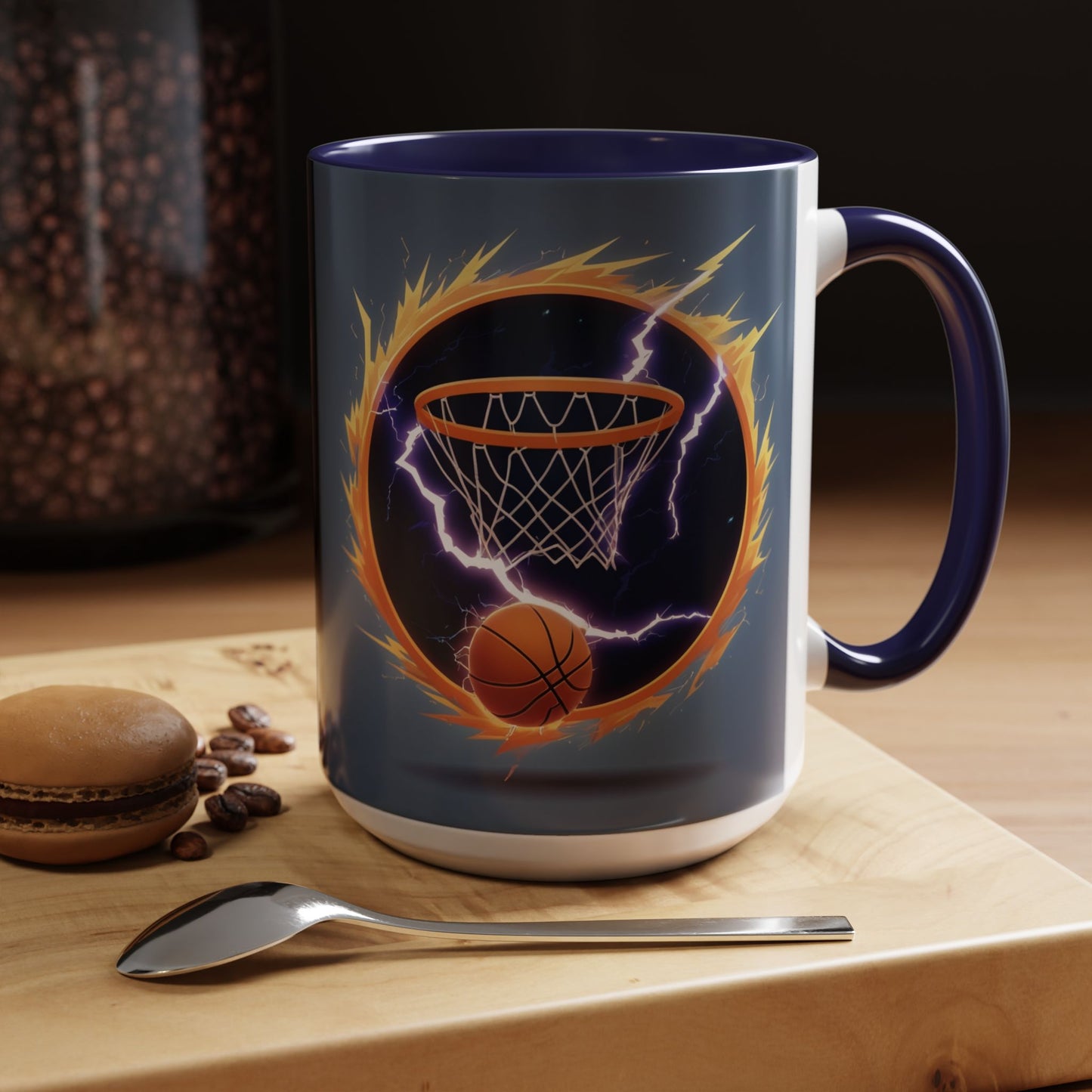 Basketball Lightning Coffee Mug — Fire Hoop Accent Mug (11/15oz)