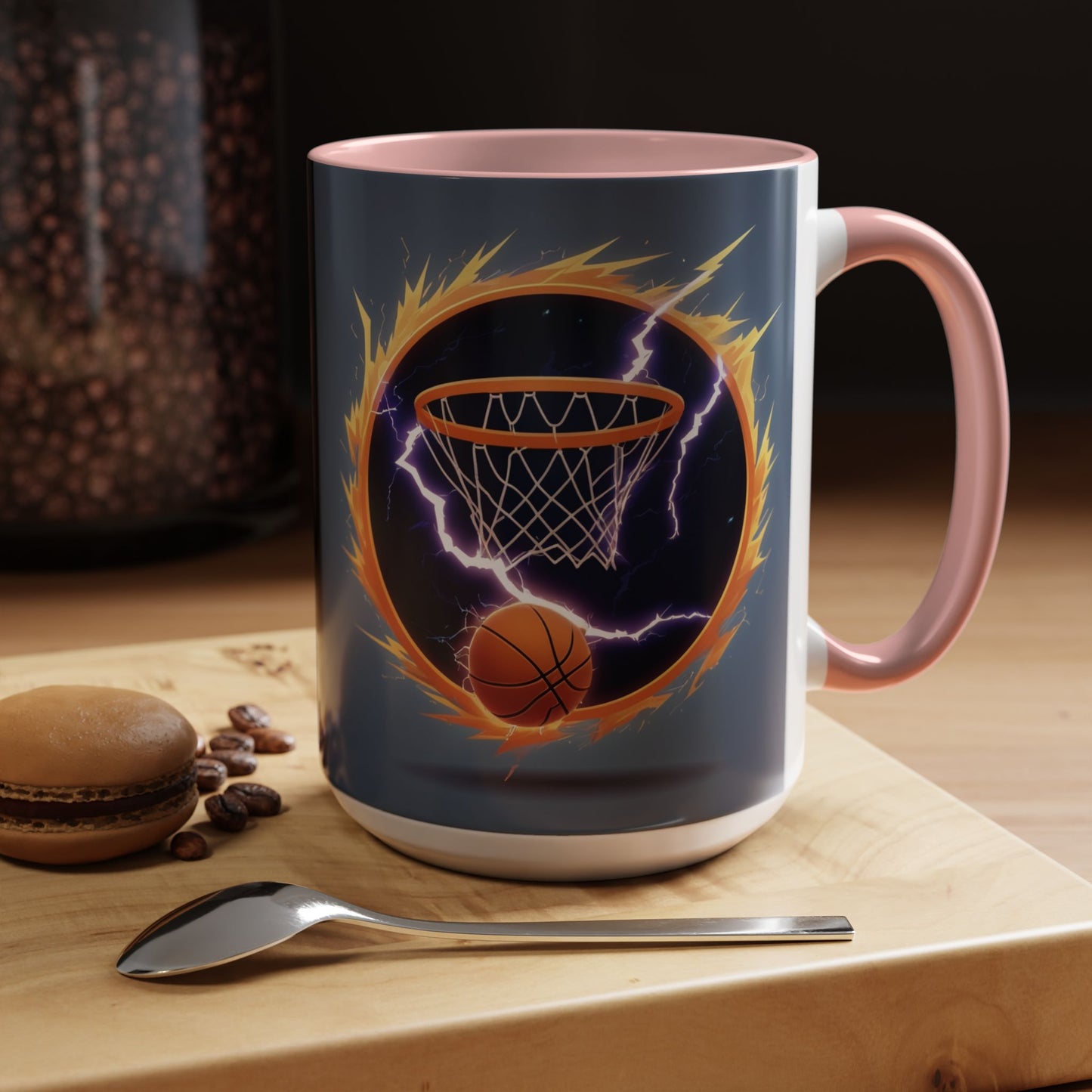 Basketball Lightning Coffee Mug — Fire Hoop Accent Mug (11/15oz)