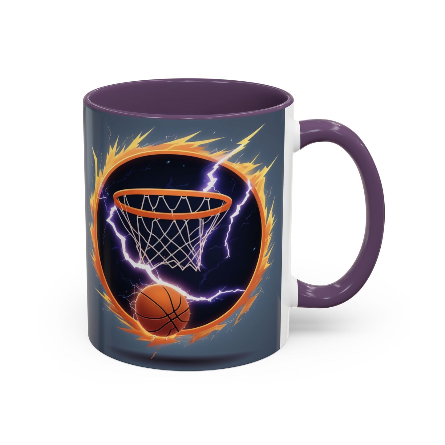 Basketball Lightning Coffee Mug — Fire Hoop Accent Mug (11/15oz)