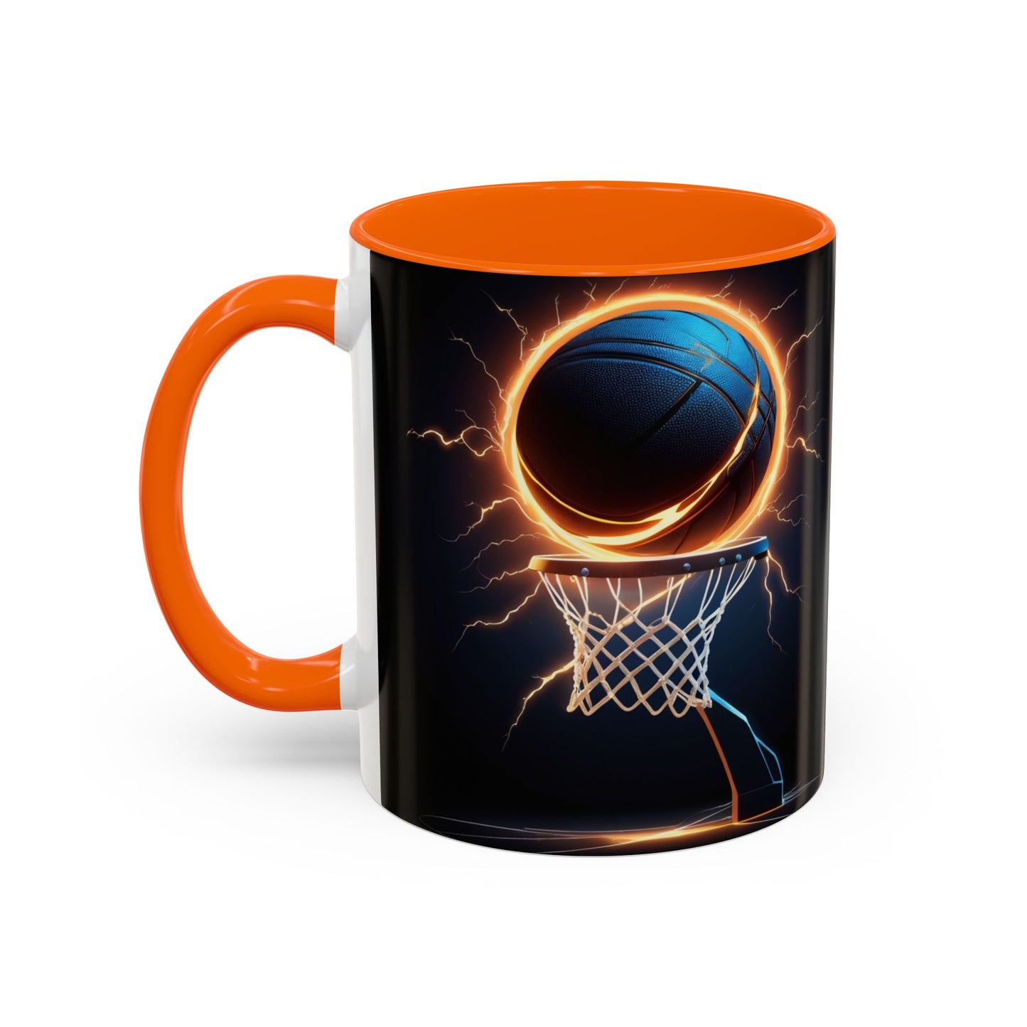 Basketball Lightning Coffee Mug — Fire Hoop Accent Mug (11/15oz)