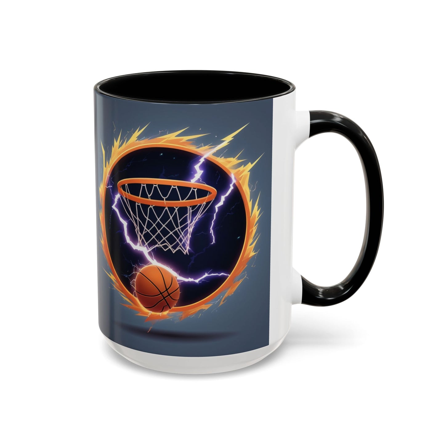 Basketball Lightning Coffee Mug — Fire Hoop Accent Mug (11/15oz)