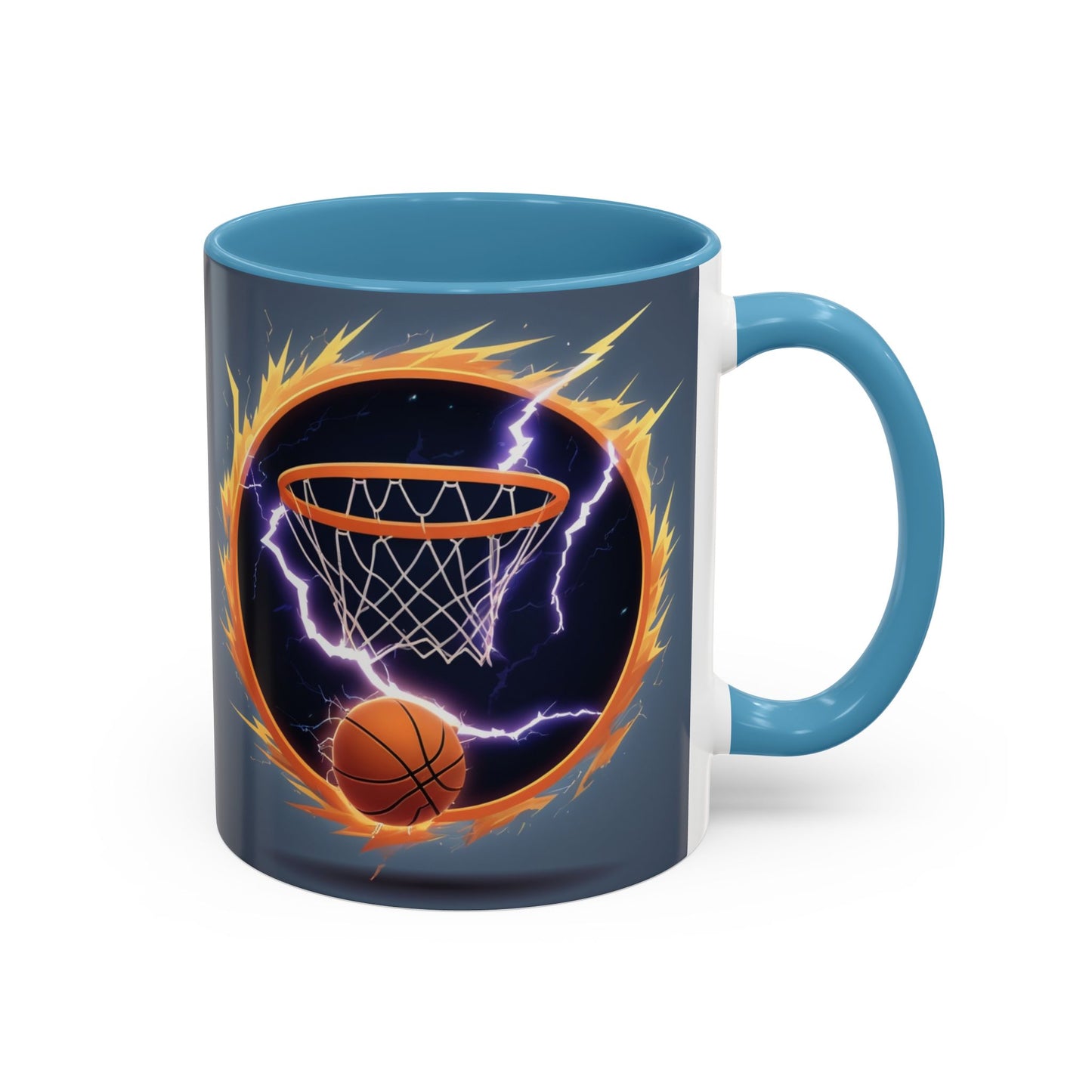 Basketball Lightning Coffee Mug — Fire Hoop Accent Mug (11/15oz)