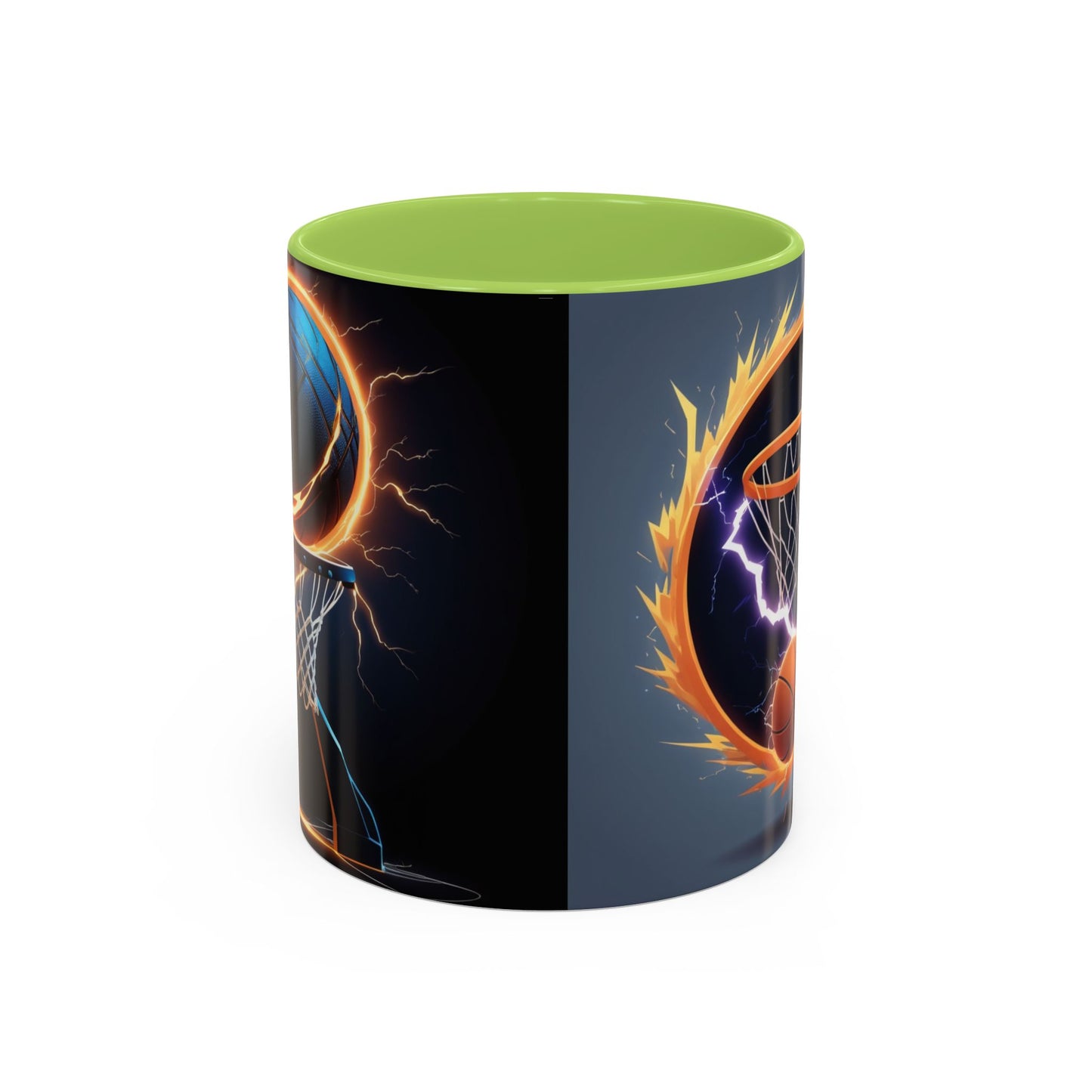 Basketball Lightning Coffee Mug — Fire Hoop Accent Mug (11/15oz)