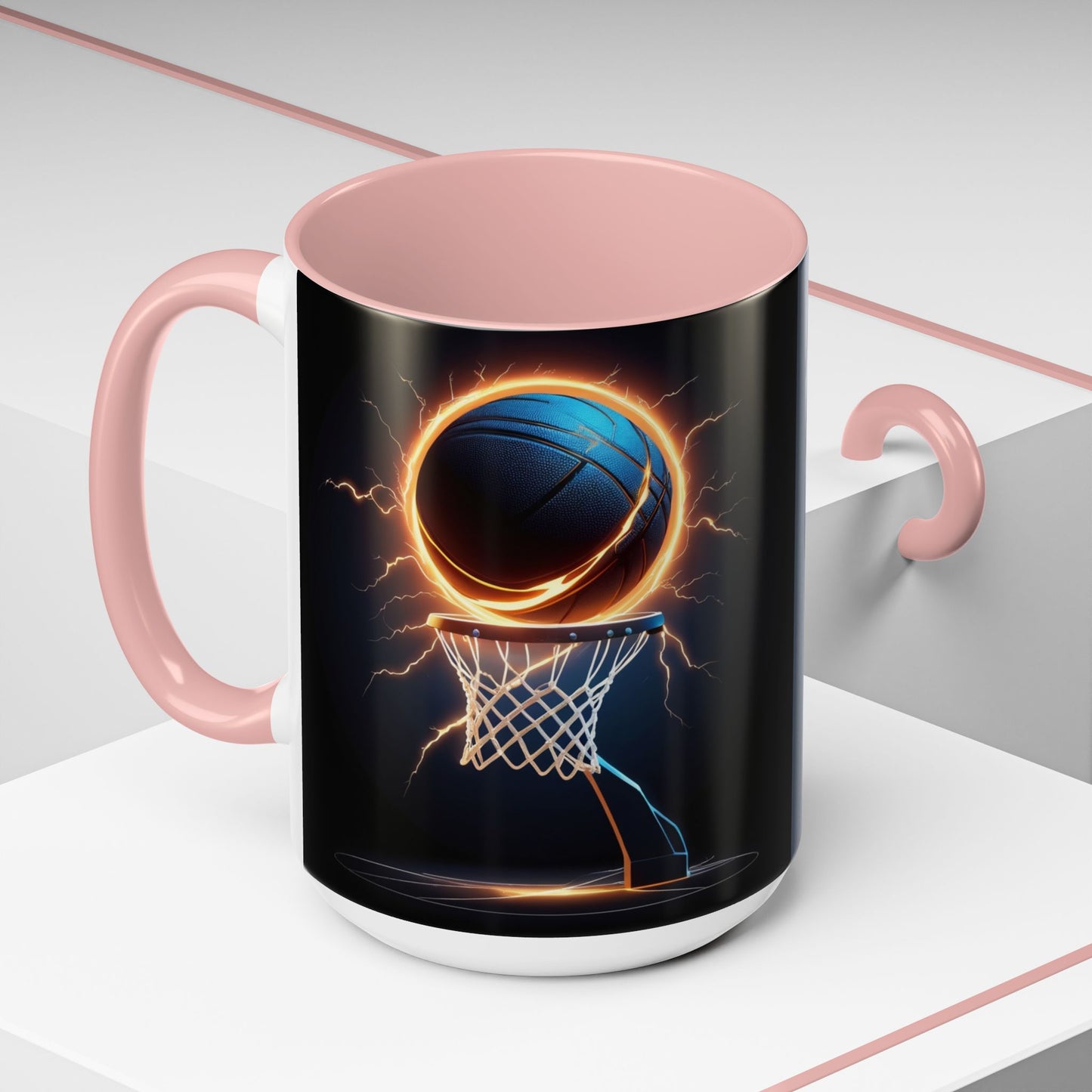 Basketball Lightning Coffee Mug — Fire Hoop Accent Mug (11/15oz)
