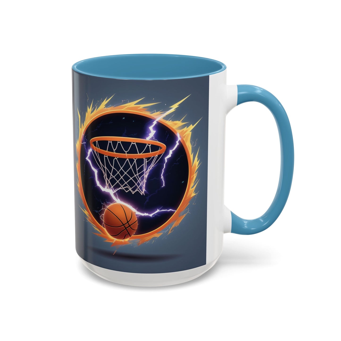 Basketball Lightning Coffee Mug — Fire Hoop Accent Mug (11/15oz)