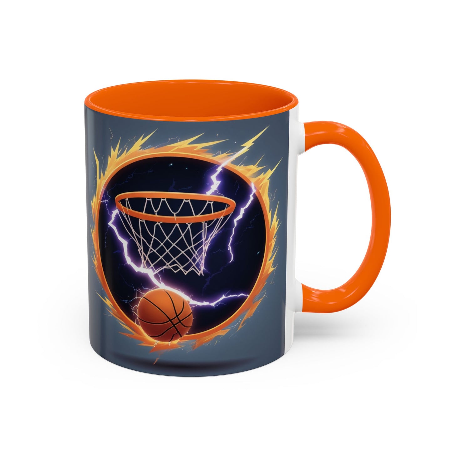 Basketball Lightning Coffee Mug — Fire Hoop Accent Mug (11/15oz)