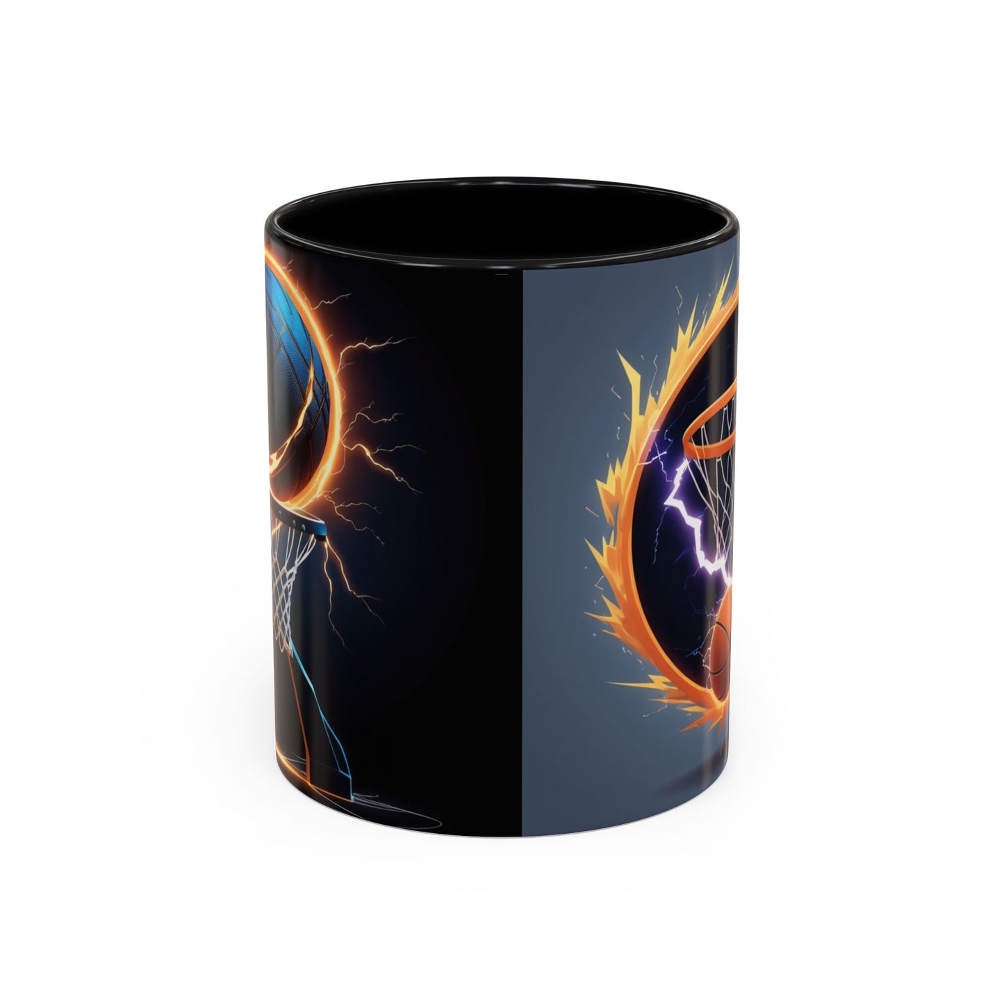 Basketball Lightning Coffee Mug — Fire Hoop Accent Mug (11/15oz)