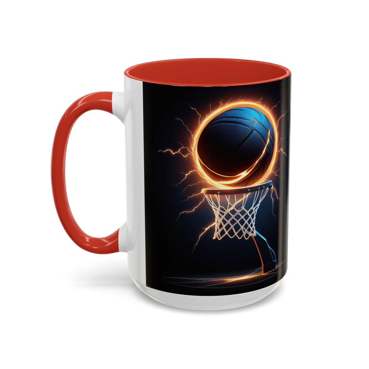Basketball Lightning Coffee Mug — Fire Hoop Accent Mug (11/15oz)