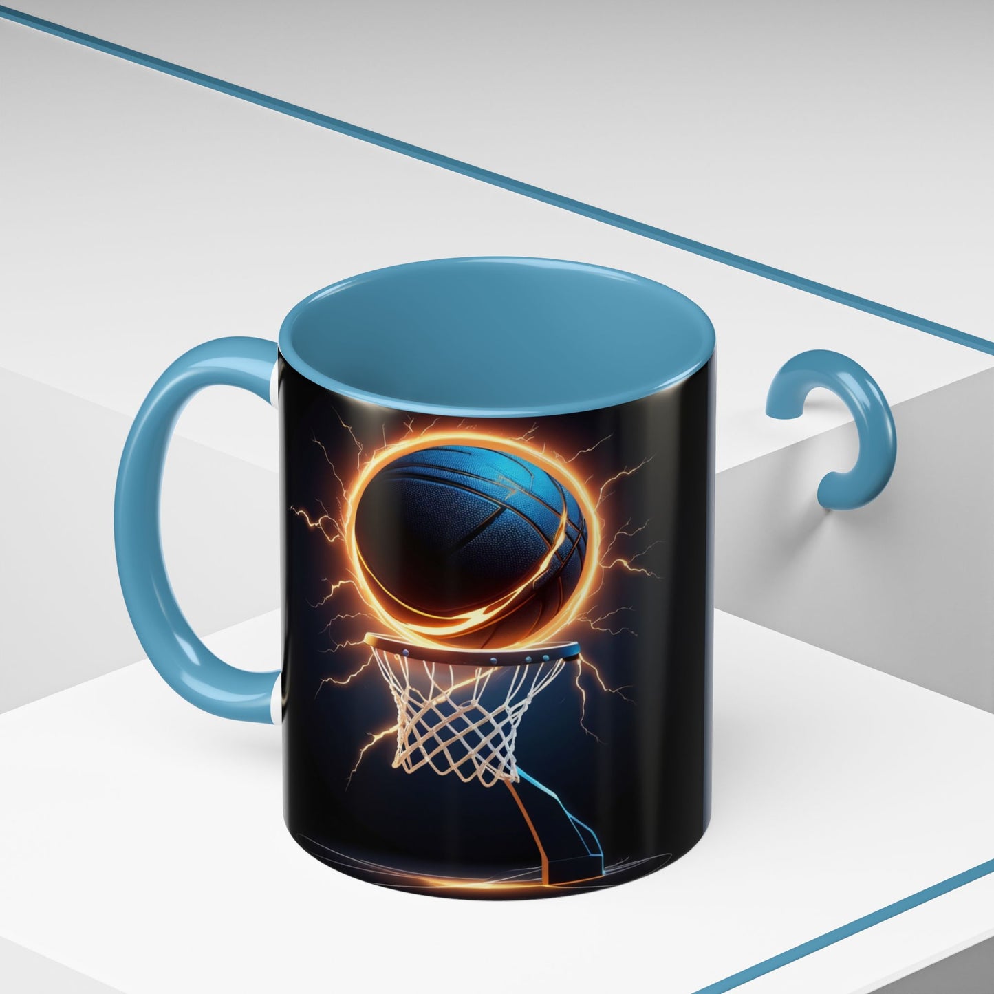 Basketball Lightning Coffee Mug — Fire Hoop Accent Mug (11/15oz)