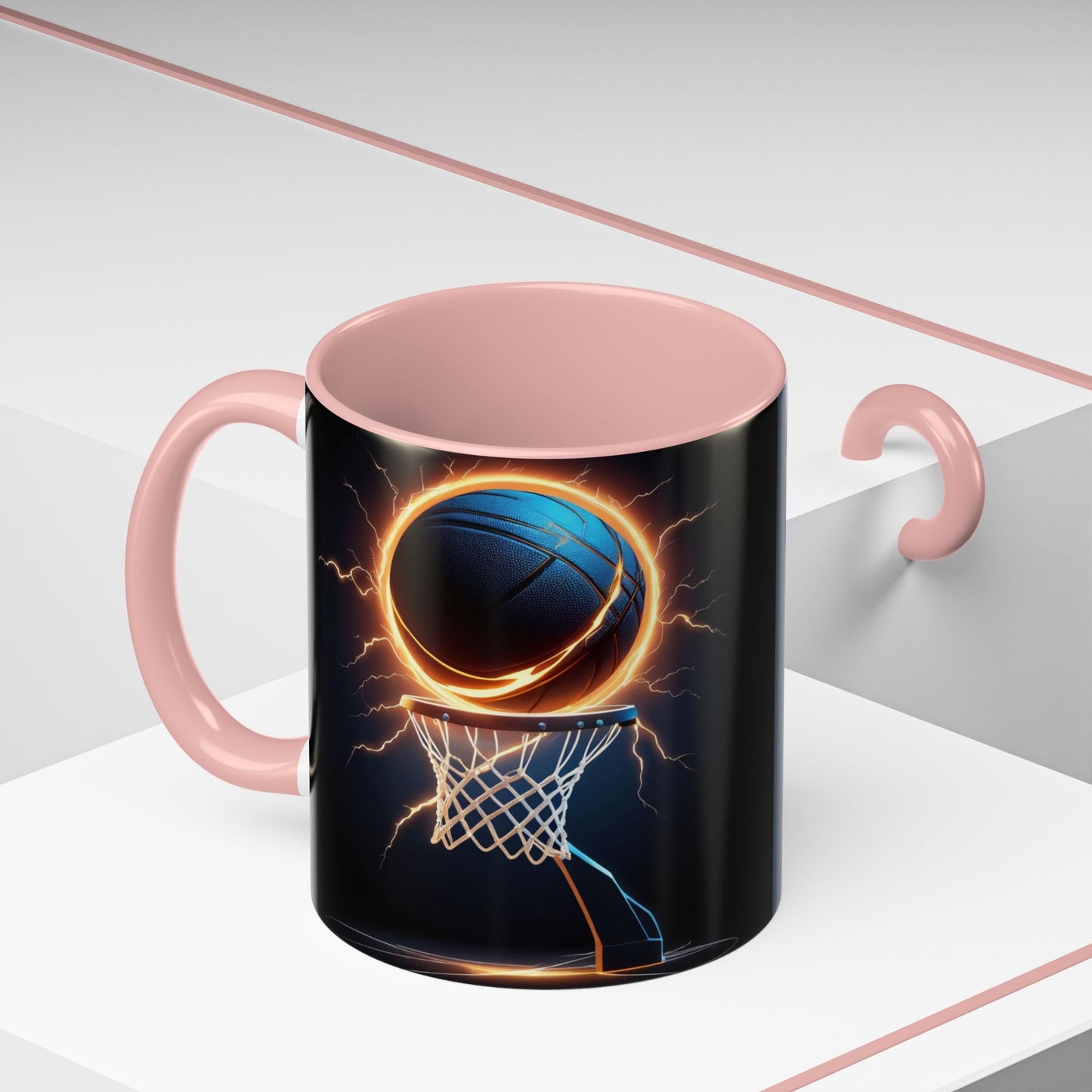 Basketball Lightning Coffee Mug — Fire Hoop Accent Mug (11/15oz)