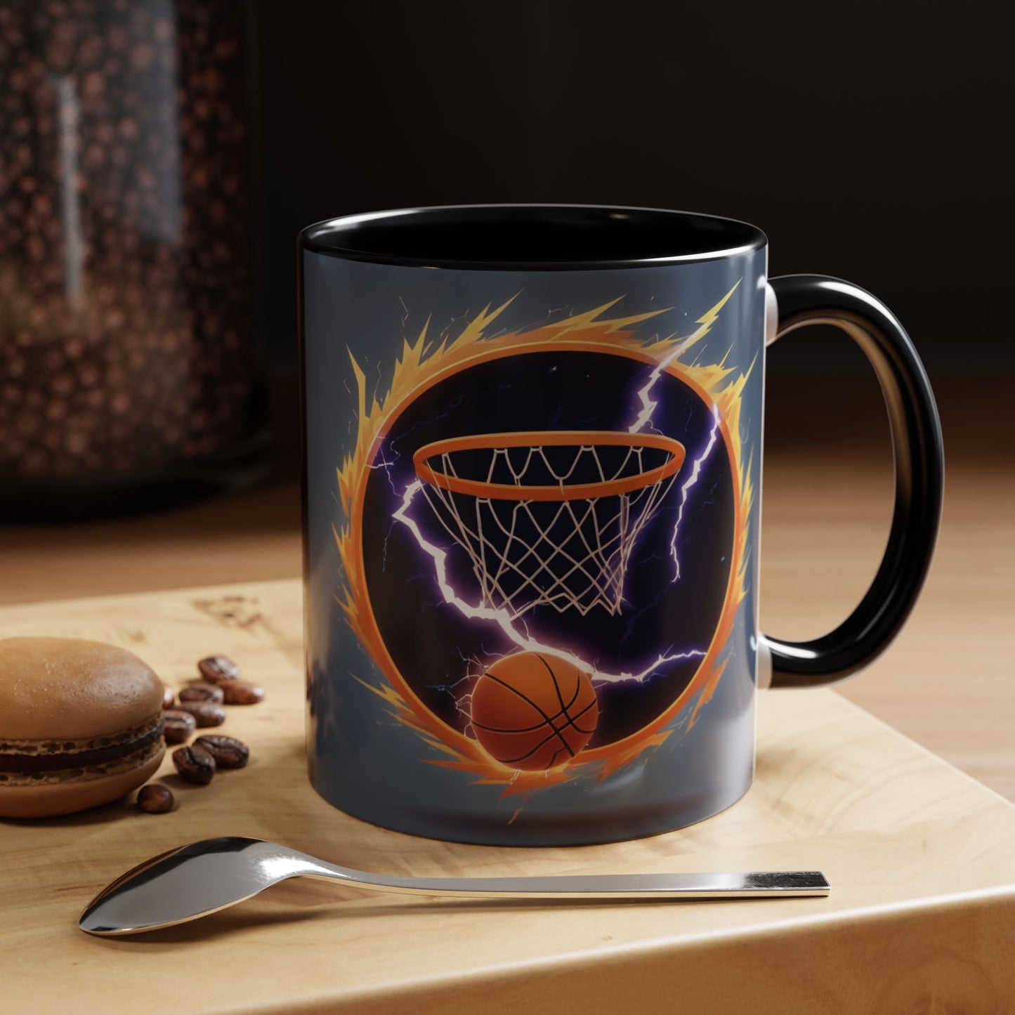 Basketball Lightning Coffee Mug — Fire Hoop Accent Mug (11/15oz)