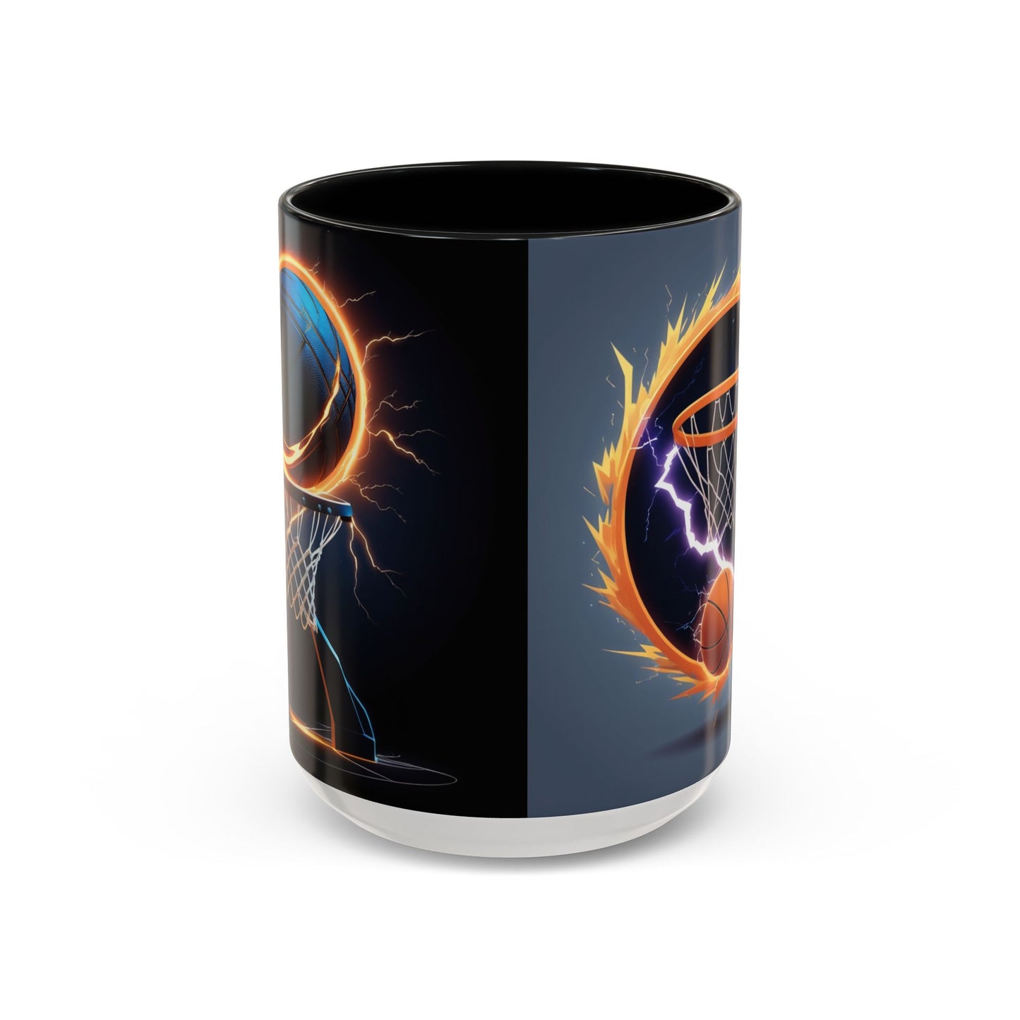 Basketball Lightning Coffee Mug — Fire Hoop Accent Mug (11/15oz)
