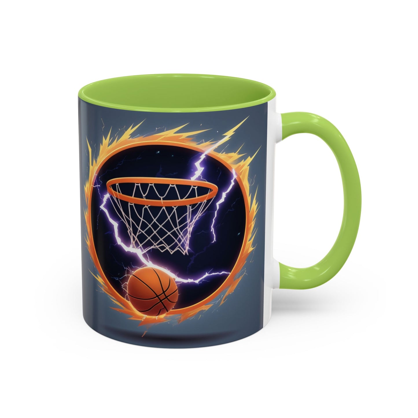 Basketball Lightning Coffee Mug — Fire Hoop Accent Mug (11/15oz)