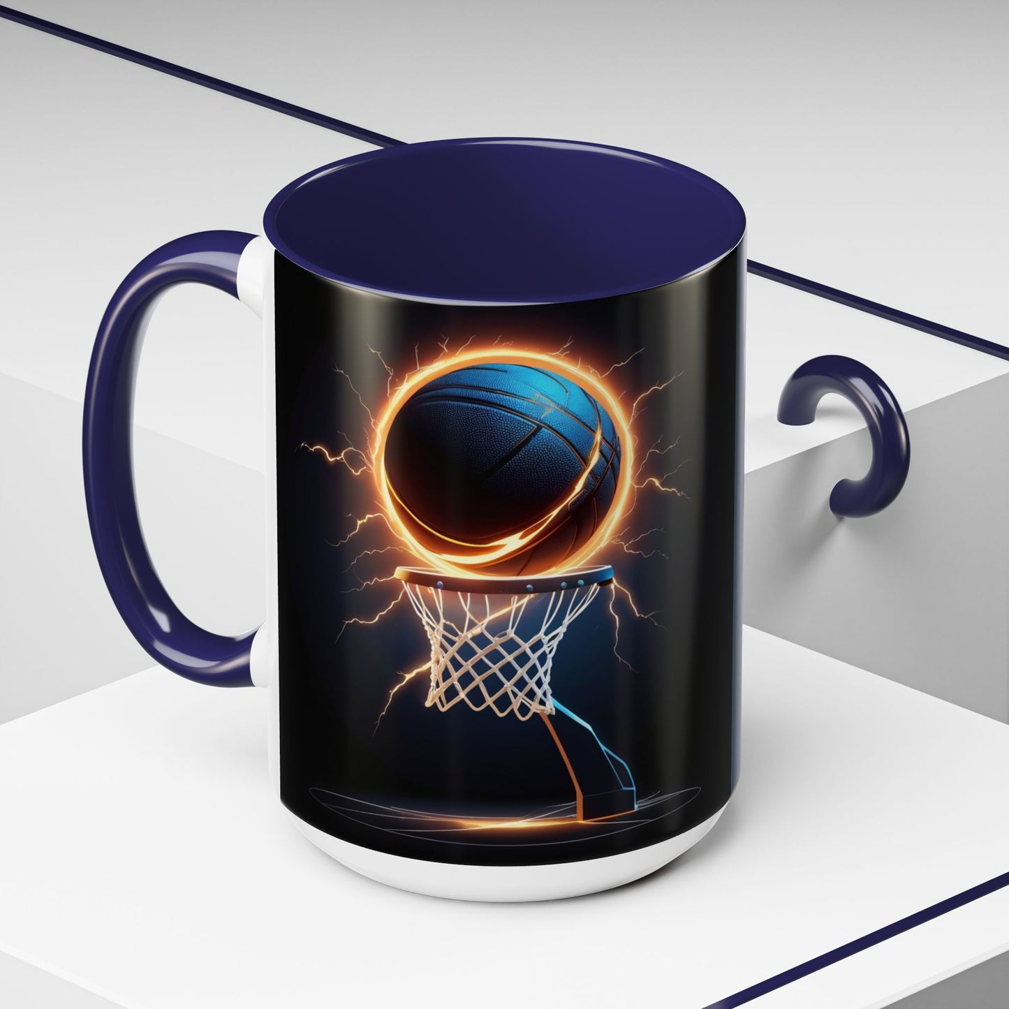 Basketball Lightning Coffee Mug — Fire Hoop Accent Mug (11/15oz)