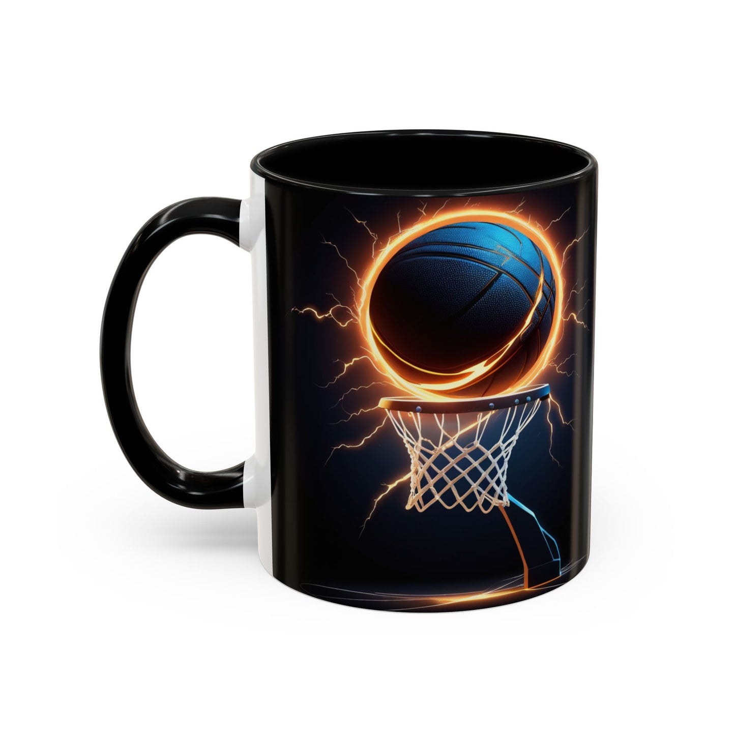 Basketball Lightning Coffee Mug — Fire Hoop Accent Mug (11/15oz)