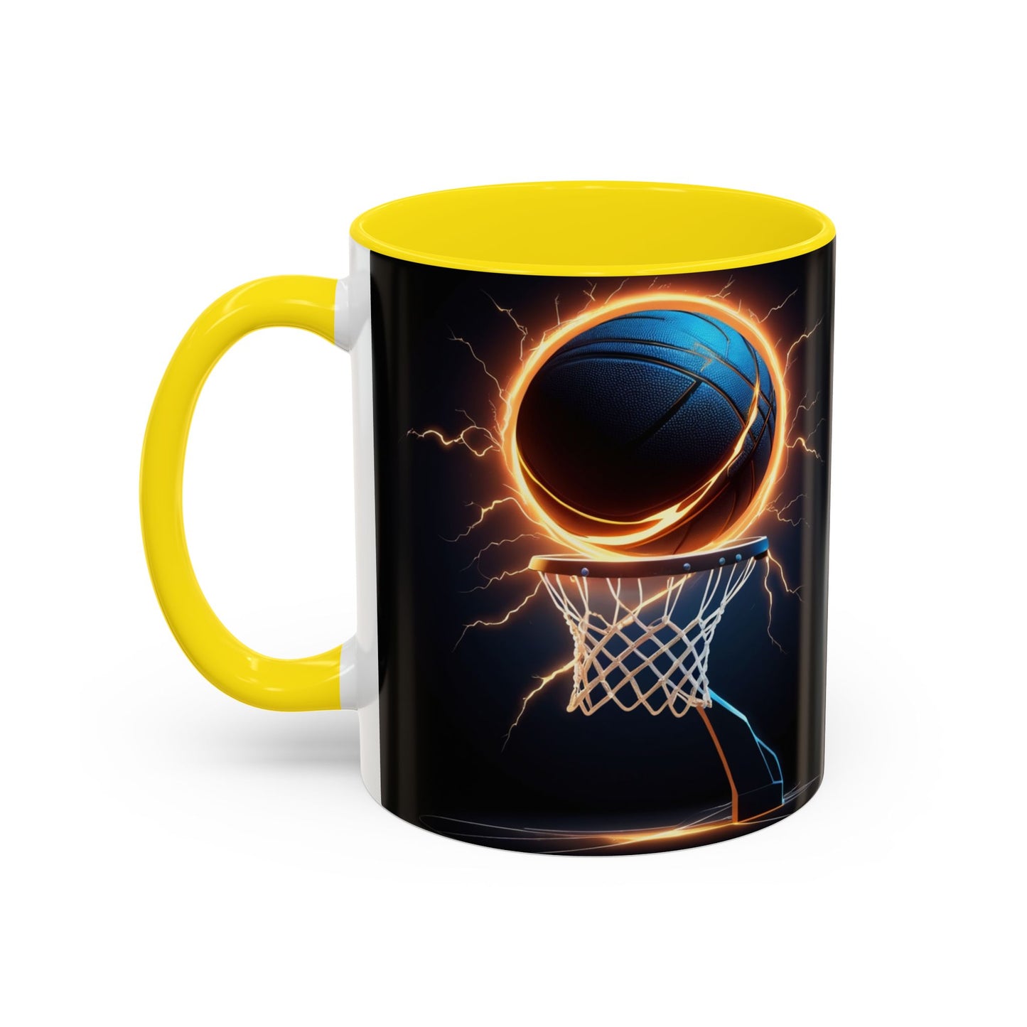 Basketball Lightning Coffee Mug — Fire Hoop Accent Mug (11/15oz)