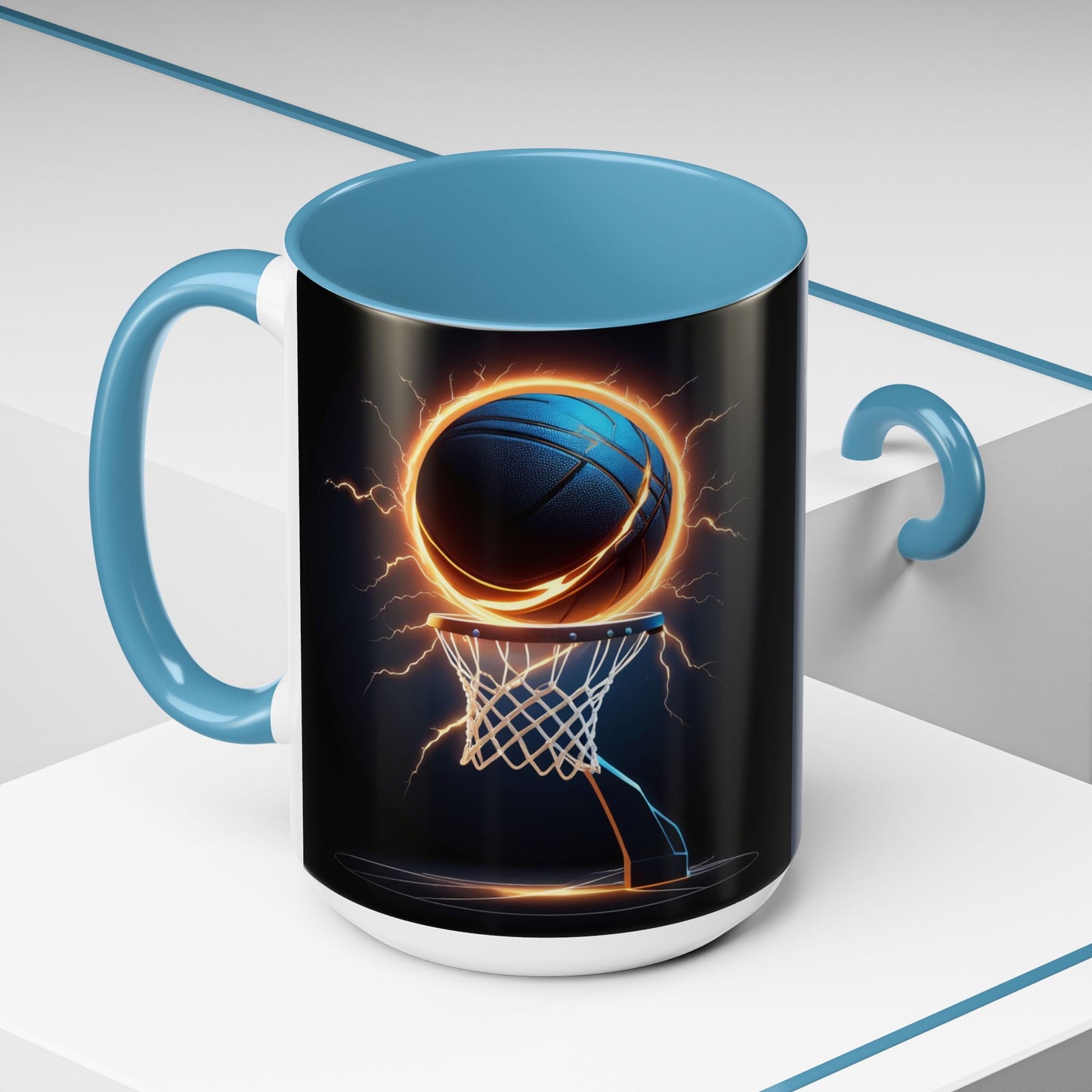 Basketball Lightning Coffee Mug — Fire Hoop Accent Mug (11/15oz)