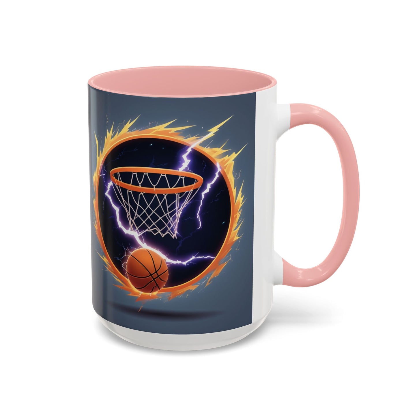 Basketball Lightning Coffee Mug — Fire Hoop Accent Mug (11/15oz)