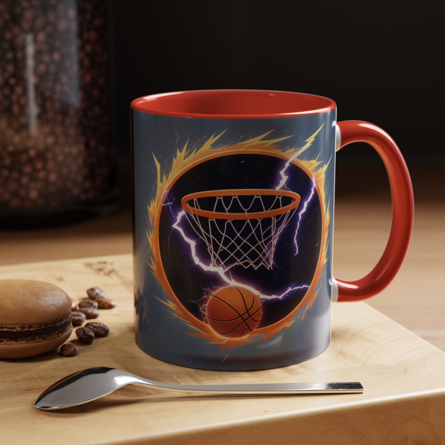 Basketball Lightning Coffee Mug — Fire Hoop Accent Mug (11/15oz)