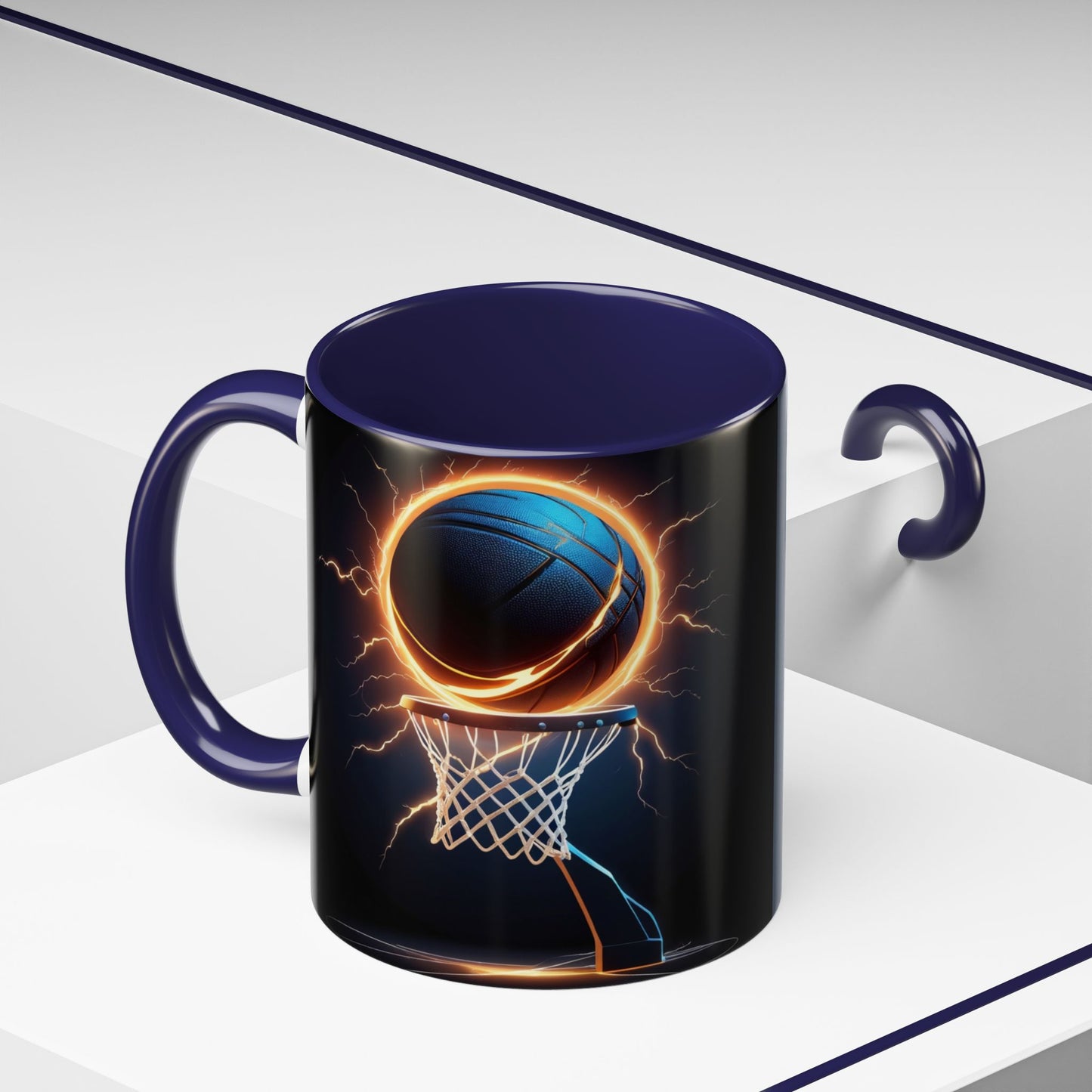 Basketball Lightning Coffee Mug — Fire Hoop Accent Mug (11/15oz)