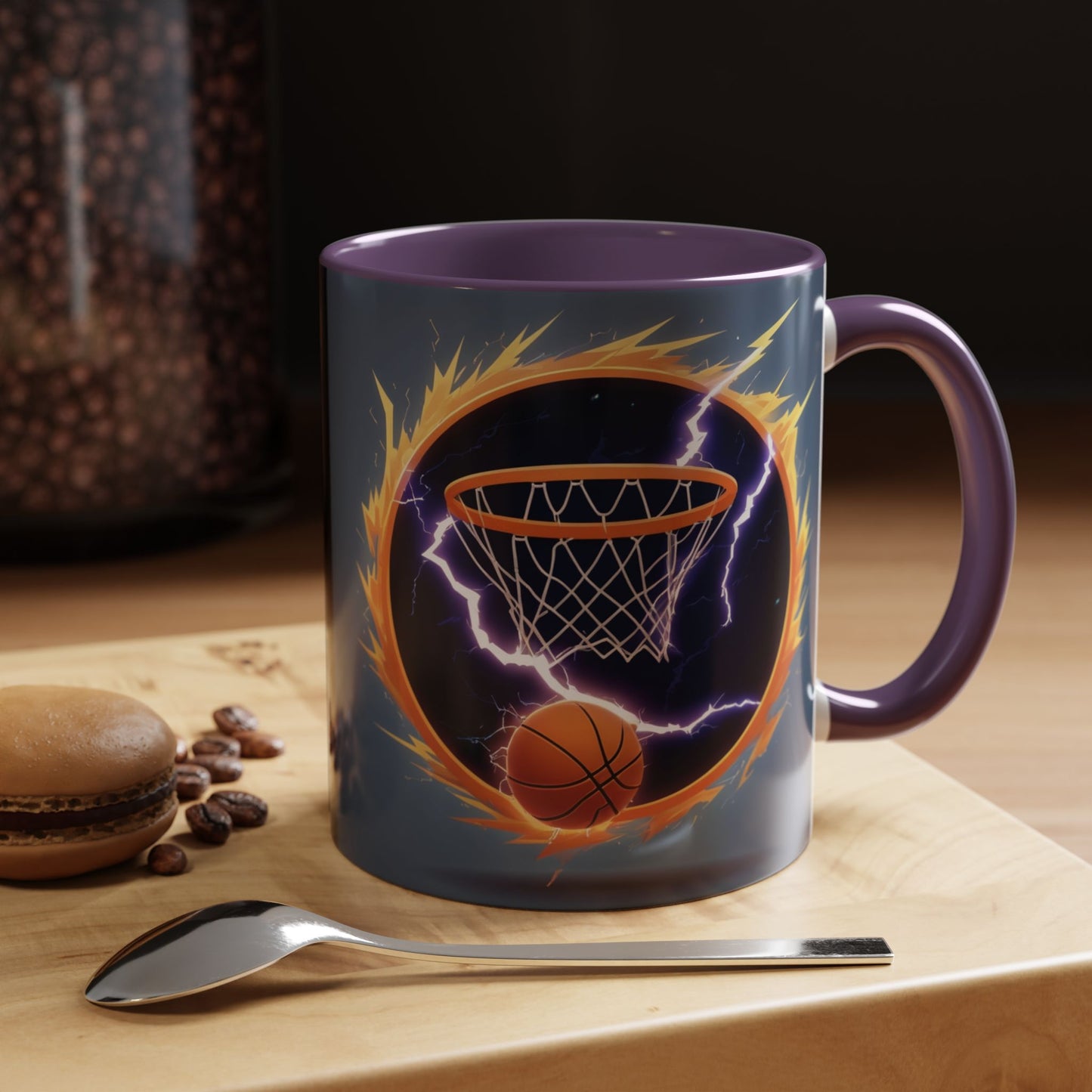 Basketball Lightning Coffee Mug — Fire Hoop Accent Mug (11/15oz)