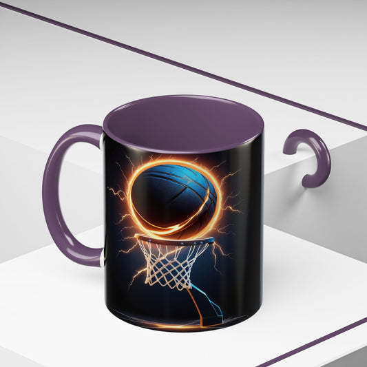 Basketball Lightning Coffee Mug — Fire Hoop Accent Mug (11/15oz)