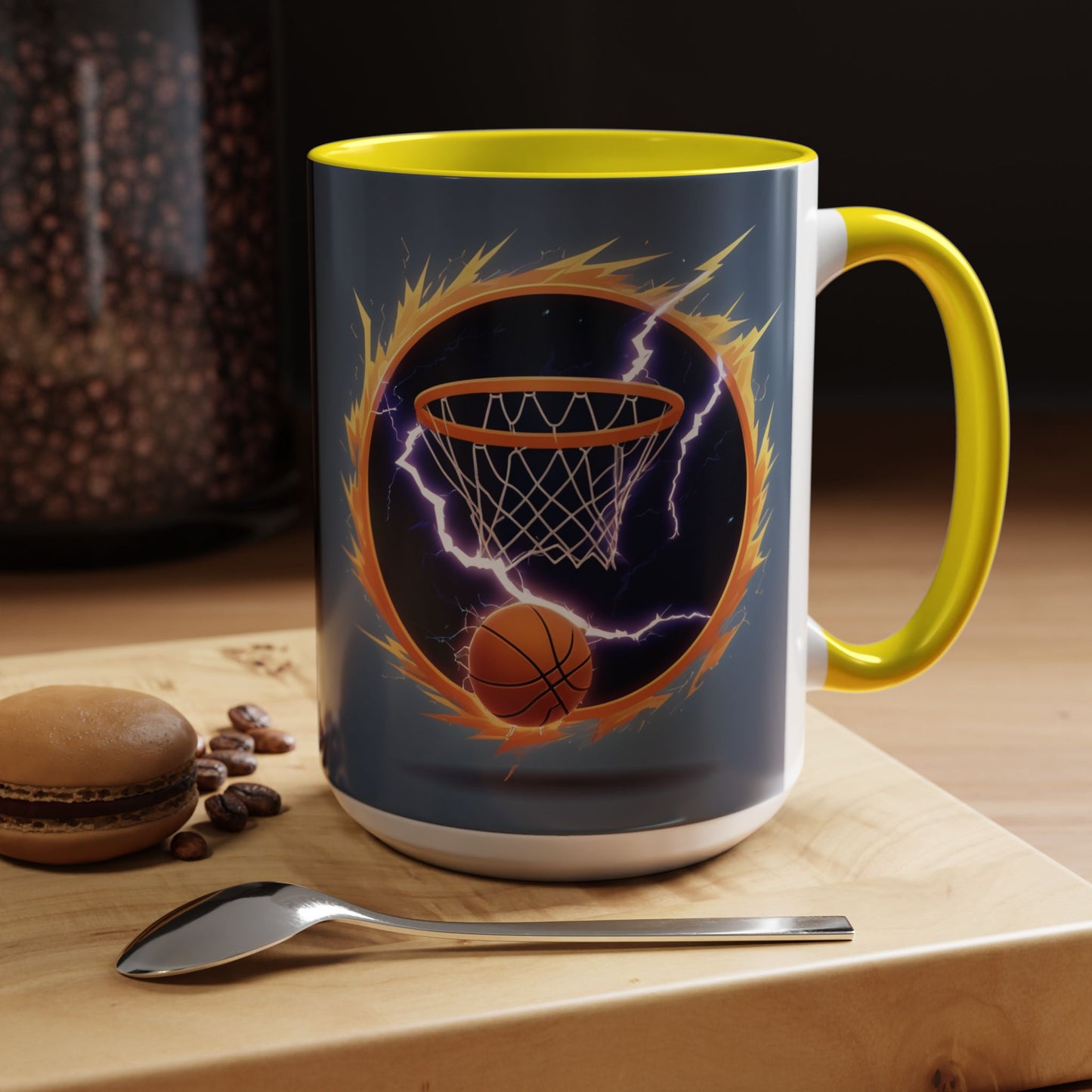 Basketball Lightning Coffee Mug — Fire Hoop Accent Mug (11/15oz)