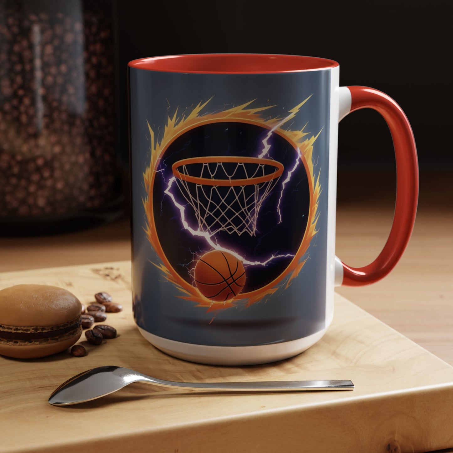 Basketball Lightning Coffee Mug — Fire Hoop Accent Mug (11/15oz)