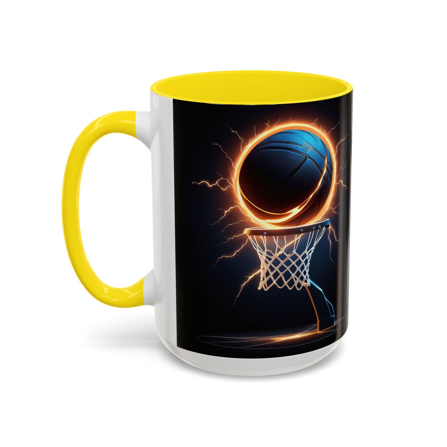 Basketball Lightning Coffee Mug — Fire Hoop Accent Mug (11/15oz)