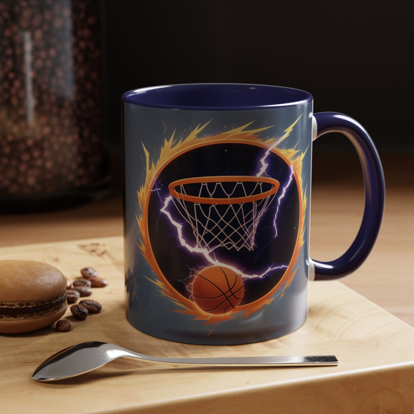 Basketball Lightning Coffee Mug — Fire Hoop Accent Mug (11/15oz)