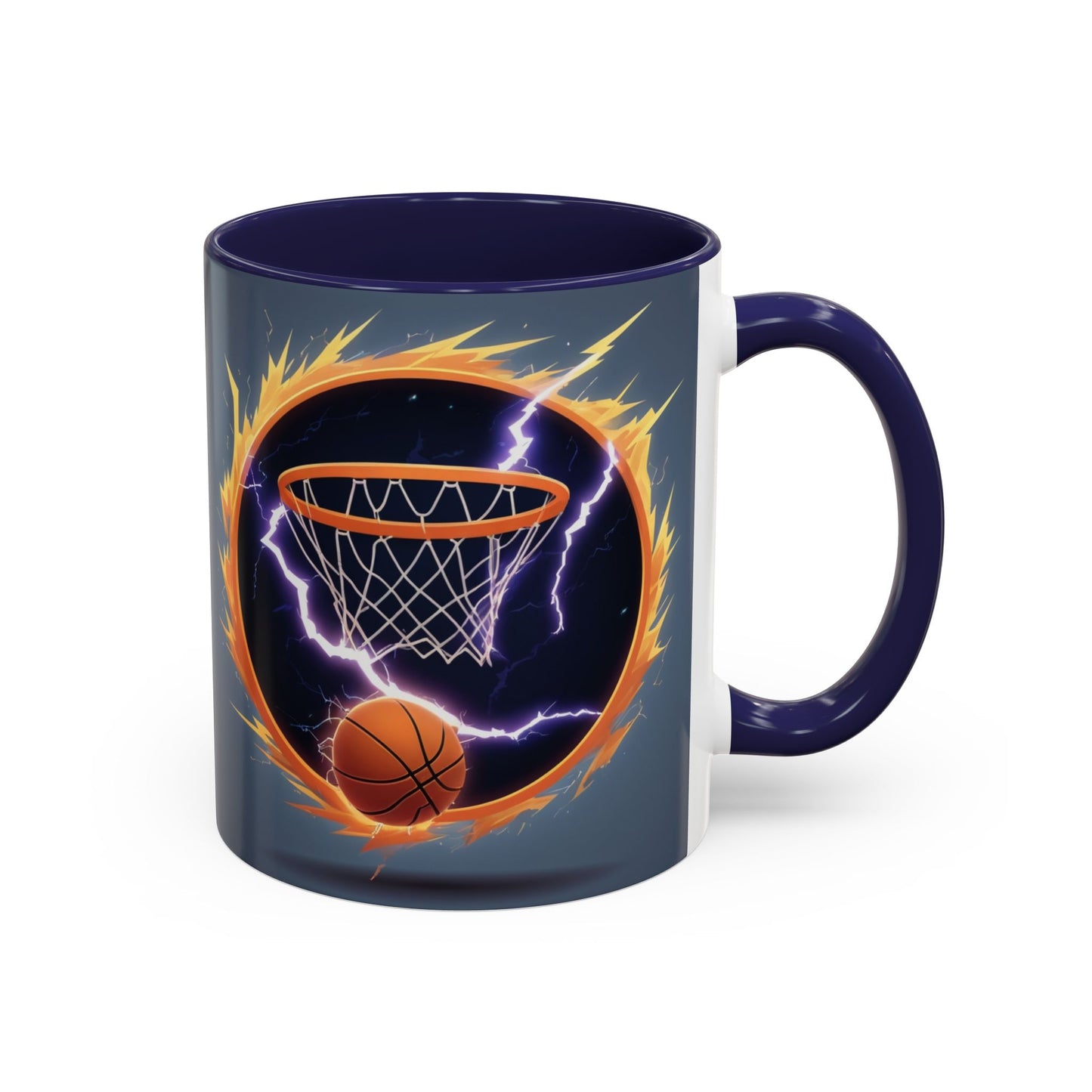 Basketball Lightning Coffee Mug — Fire Hoop Accent Mug (11/15oz)