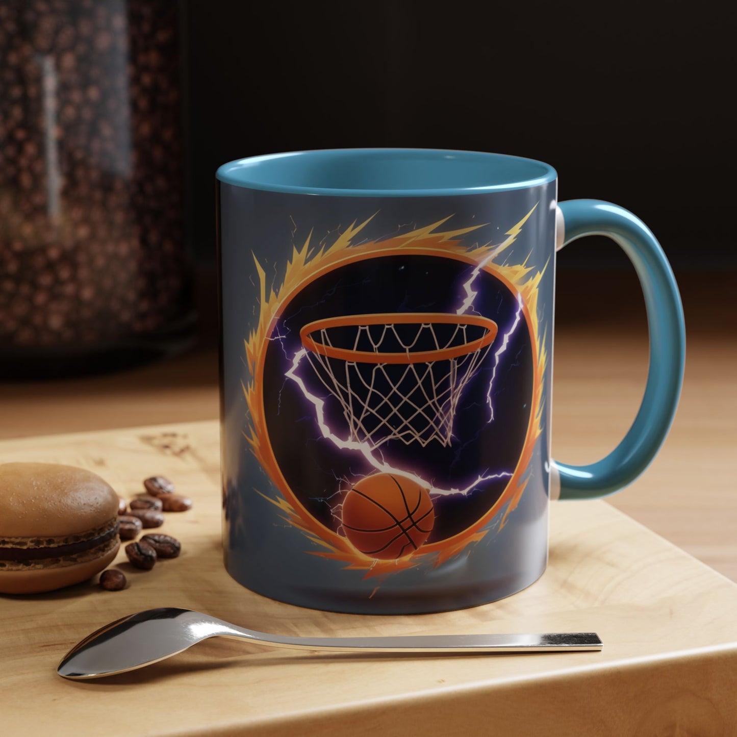 Basketball Lightning Coffee Mug — Fire Hoop Accent Mug (11/15oz)